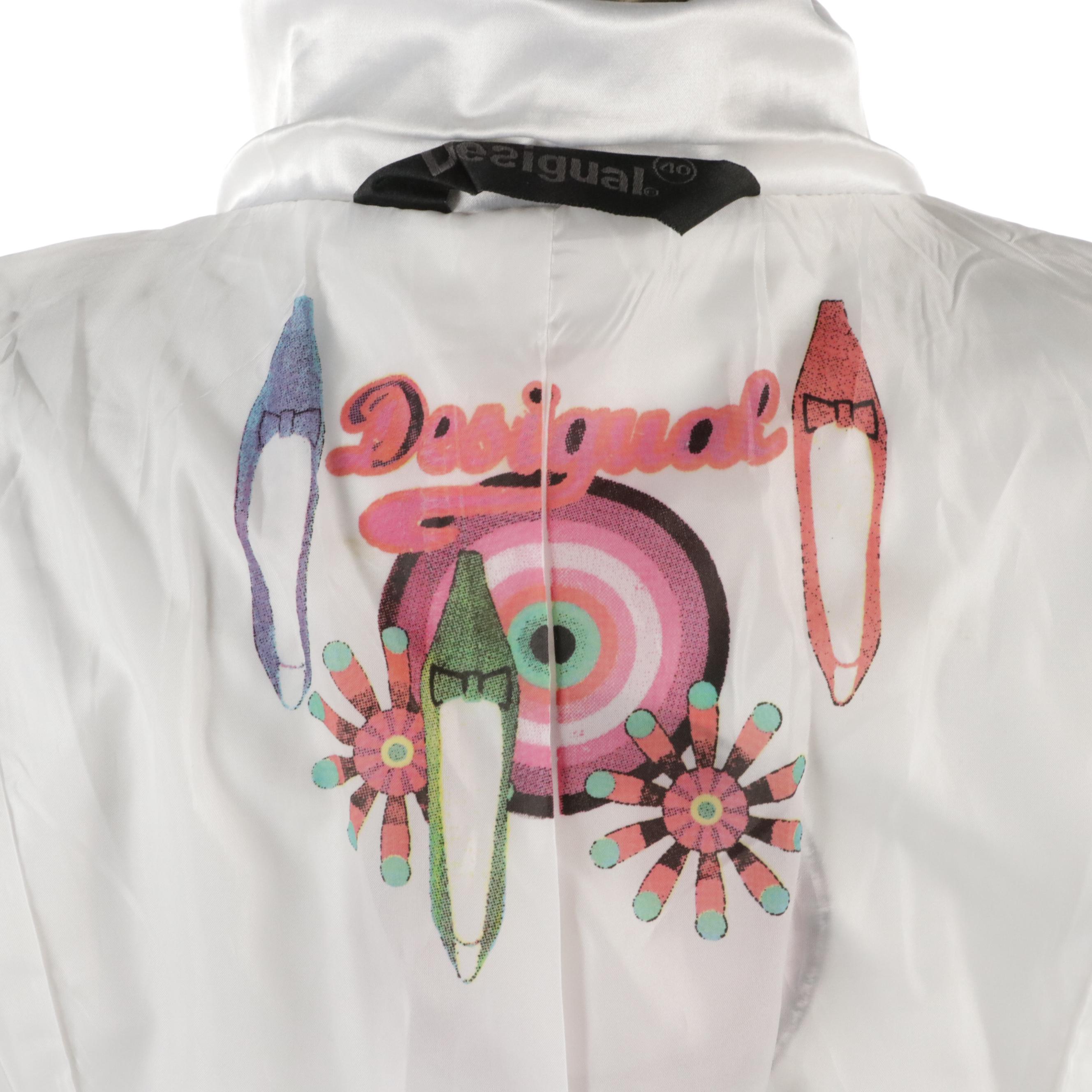 Desigual Butterfly and Floral Print Button-Front Jacket