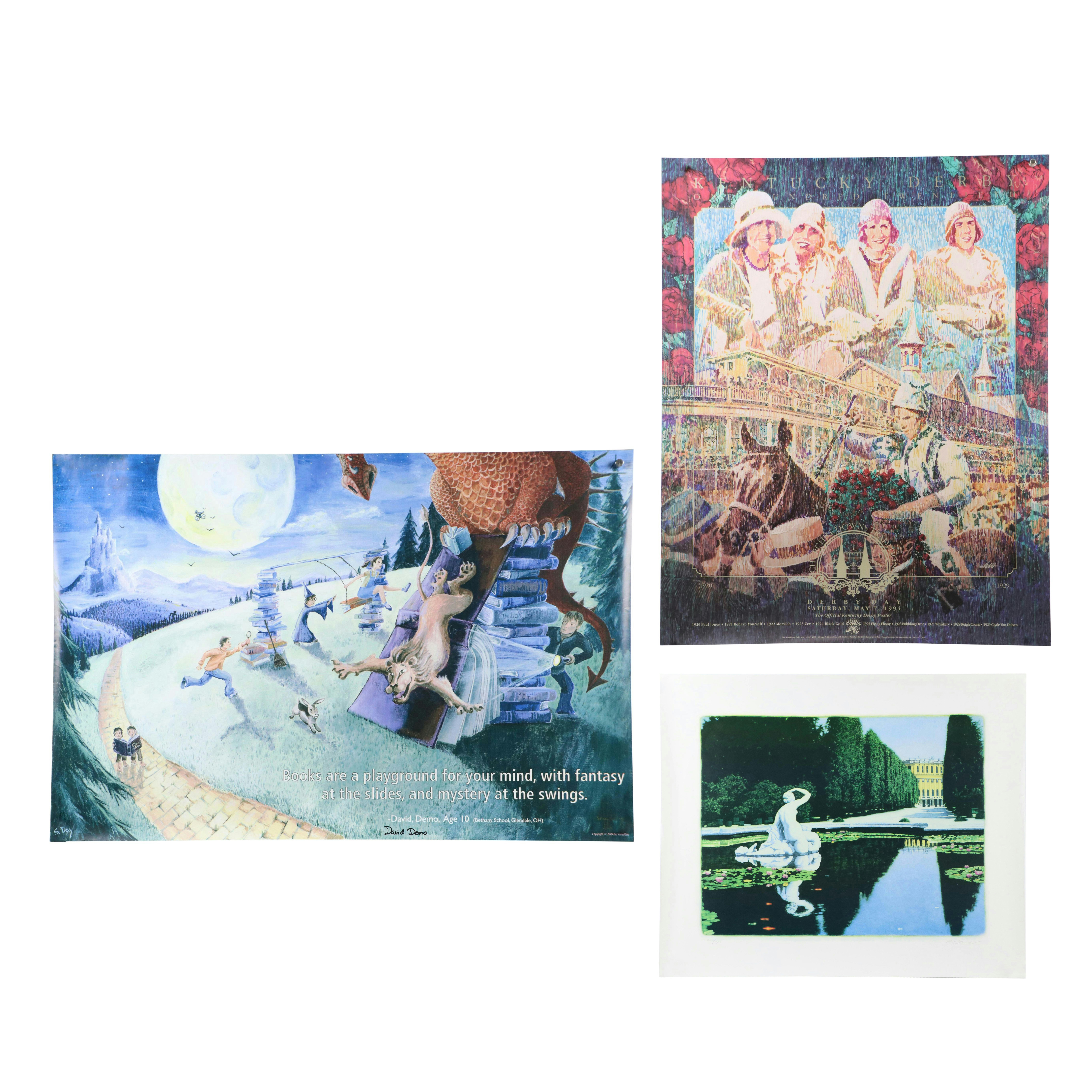 F. Steiner Offset Lithograph of Schönbrunn Palace and Other Prints