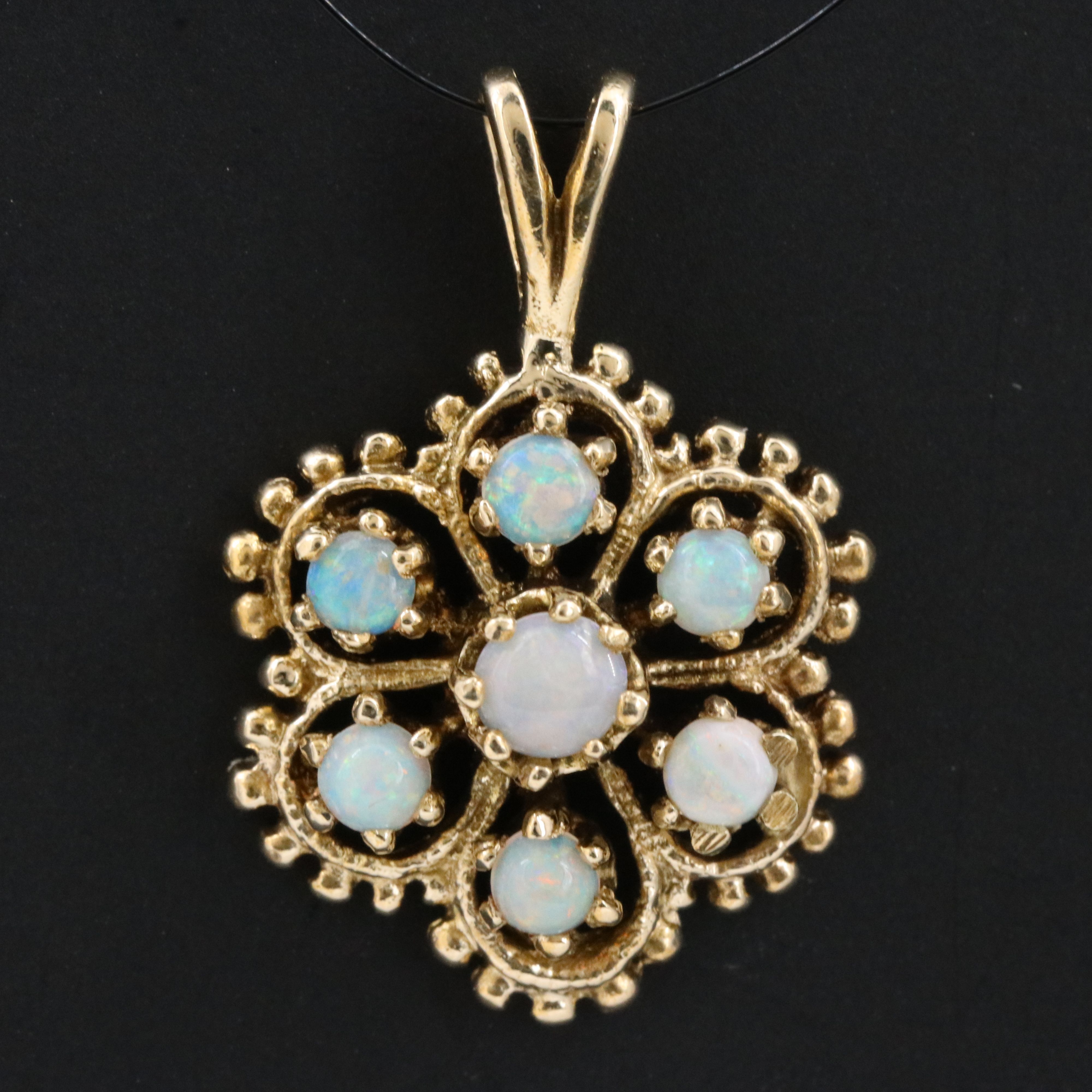 14K Opal Cluster Pendant