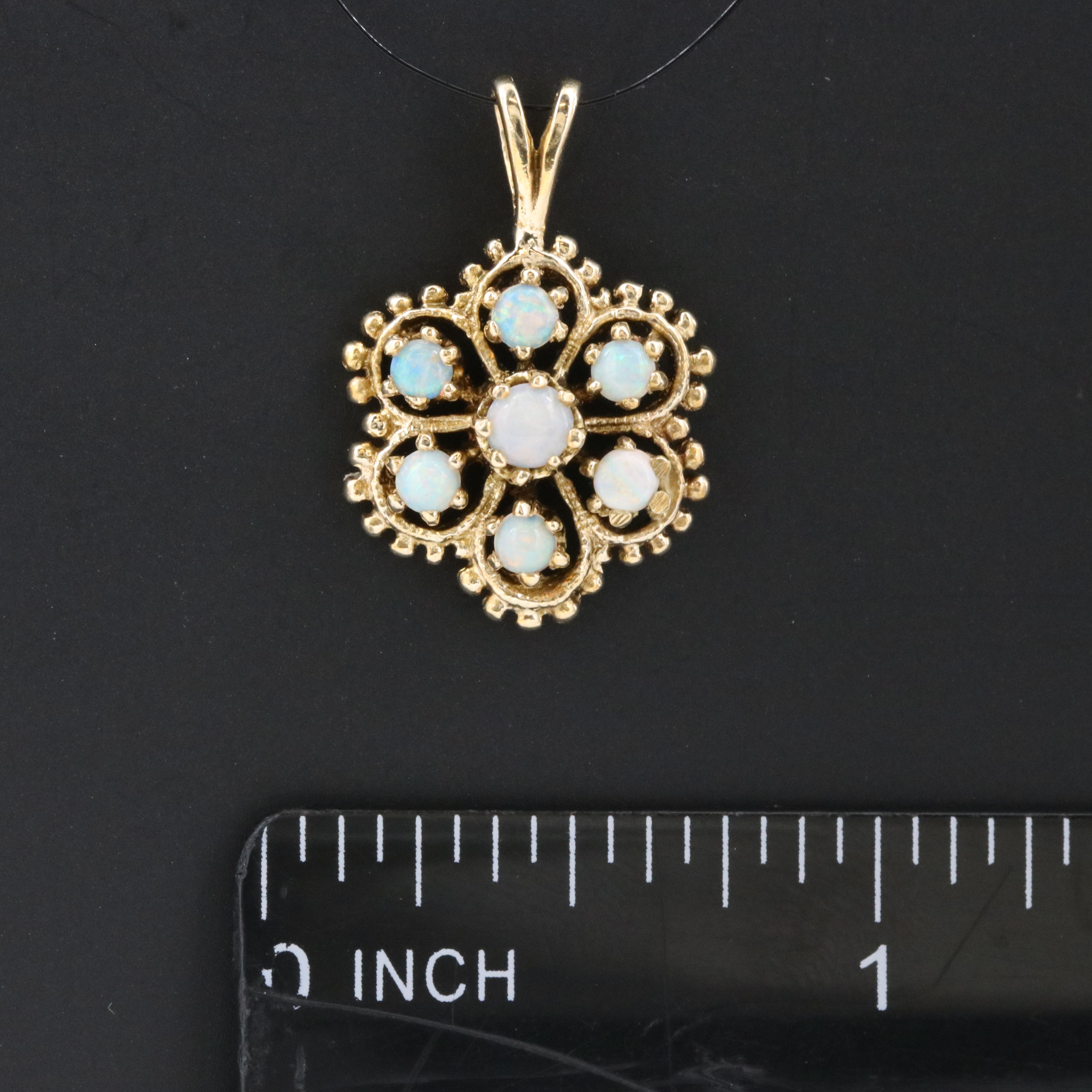14K Opal Cluster Pendant