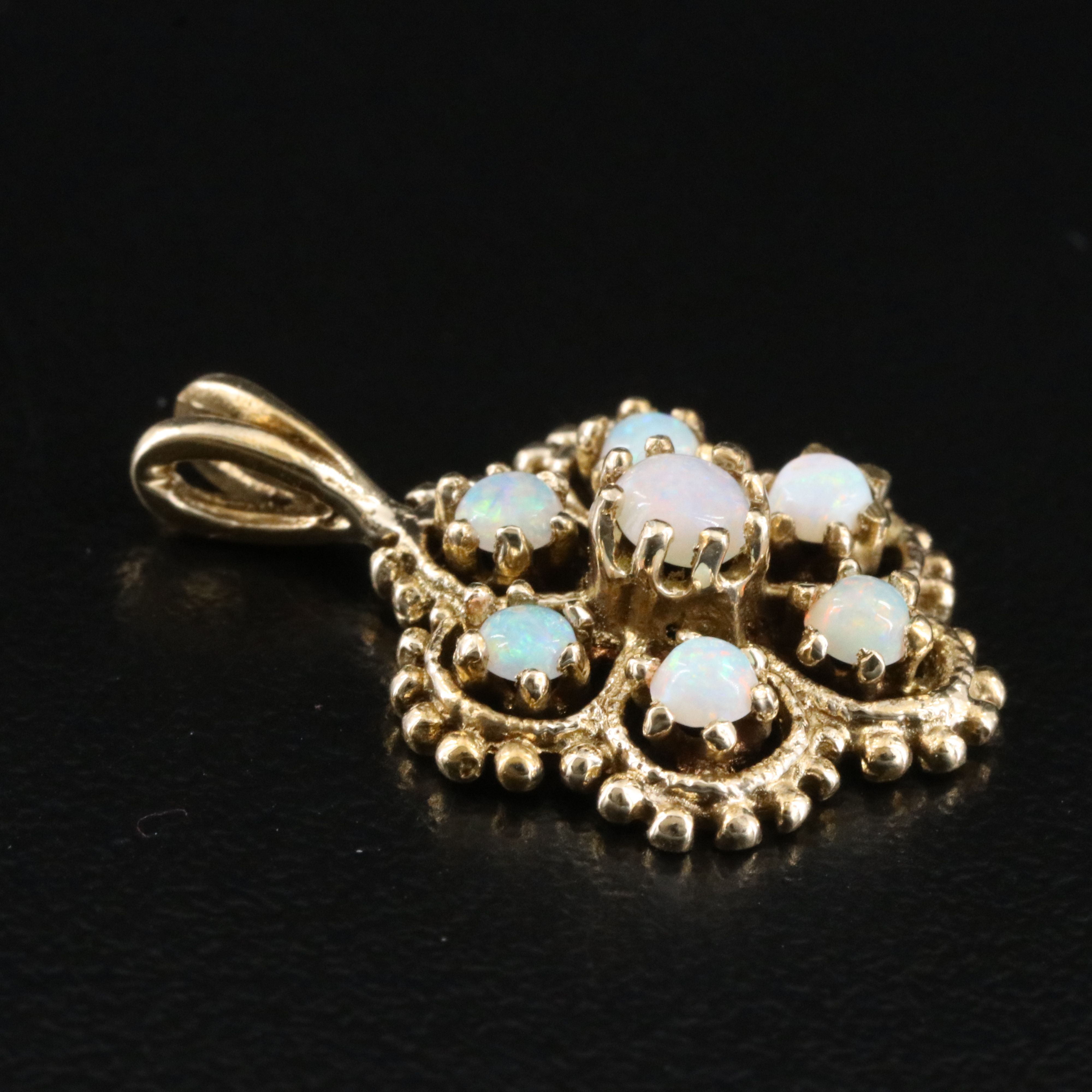 14K Opal Cluster Pendant