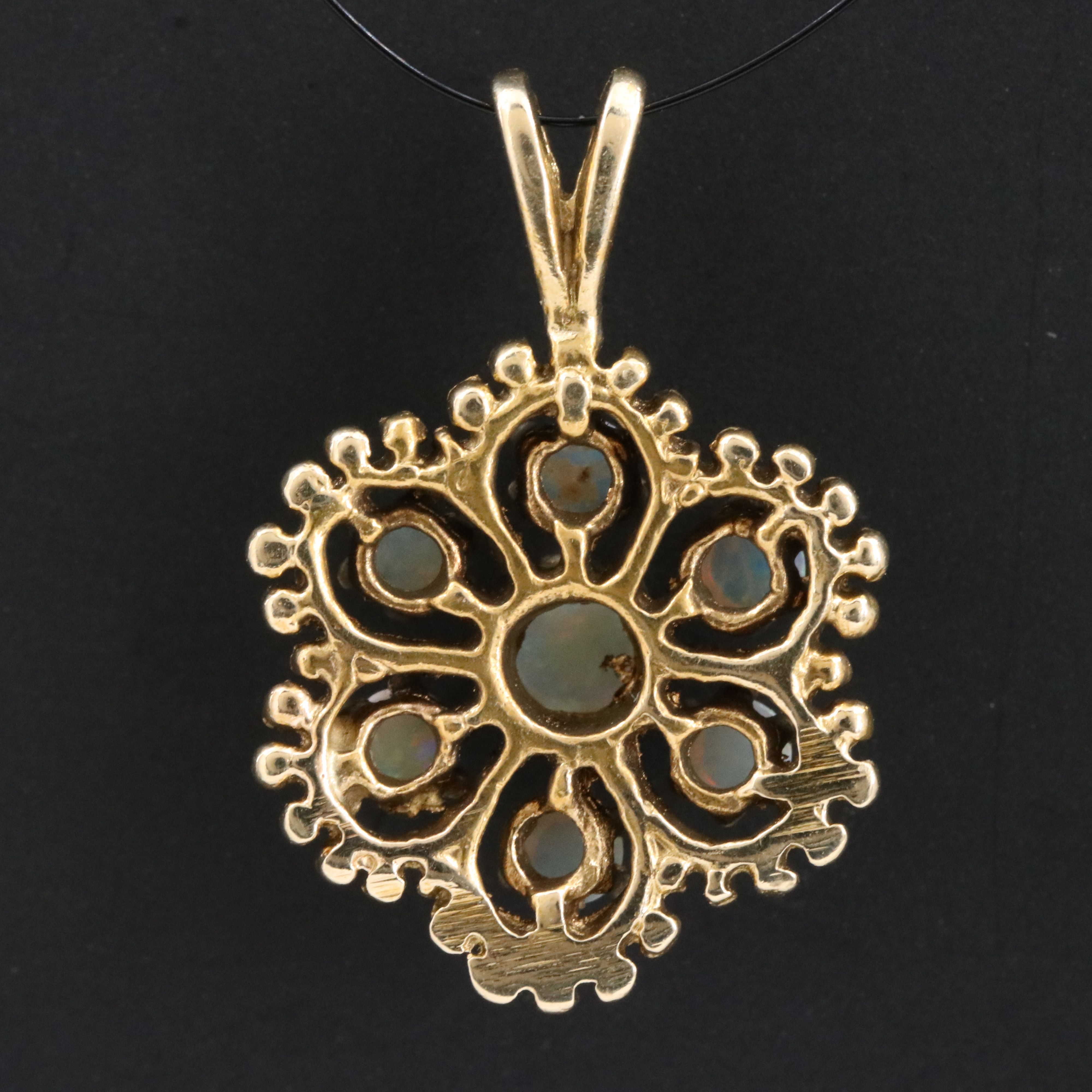 14K Opal Cluster Pendant