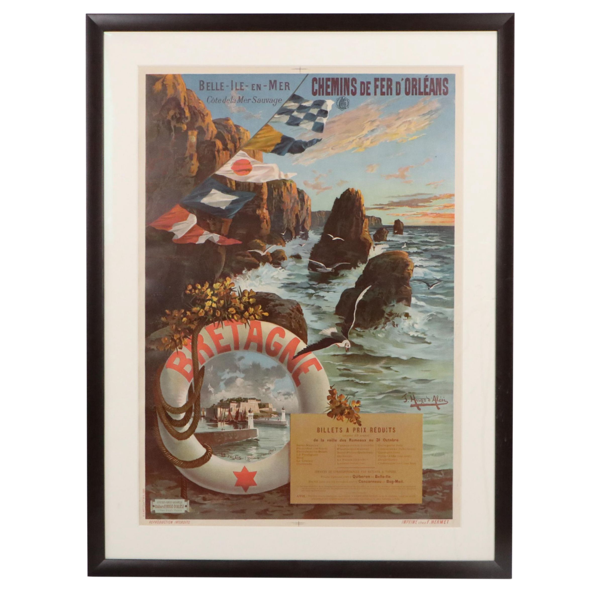 Color Lithograph Travel Poster "Bretagne" After F. Hugo d'Alesi, 1897