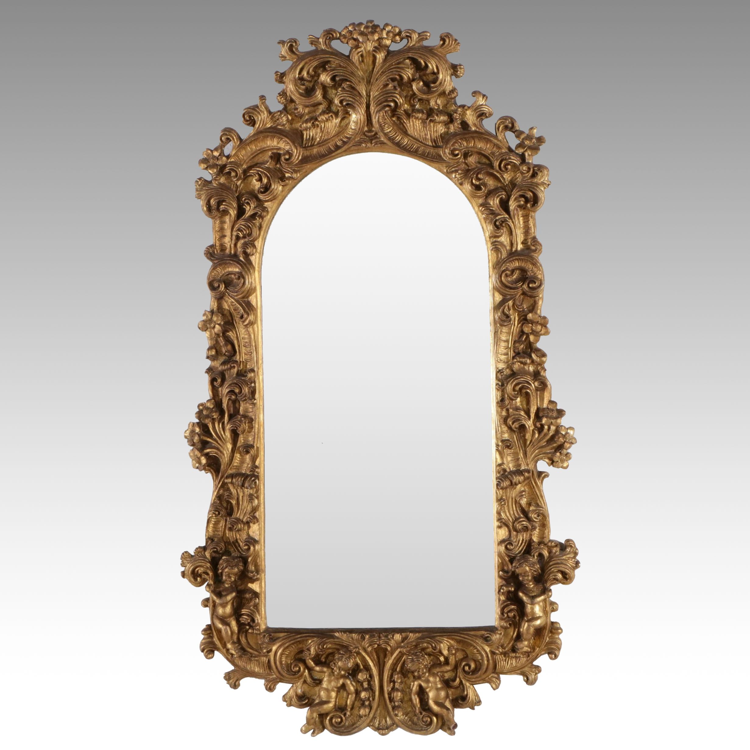 Baroque Style Carved Giltwood Wall Mirror, 19th Century