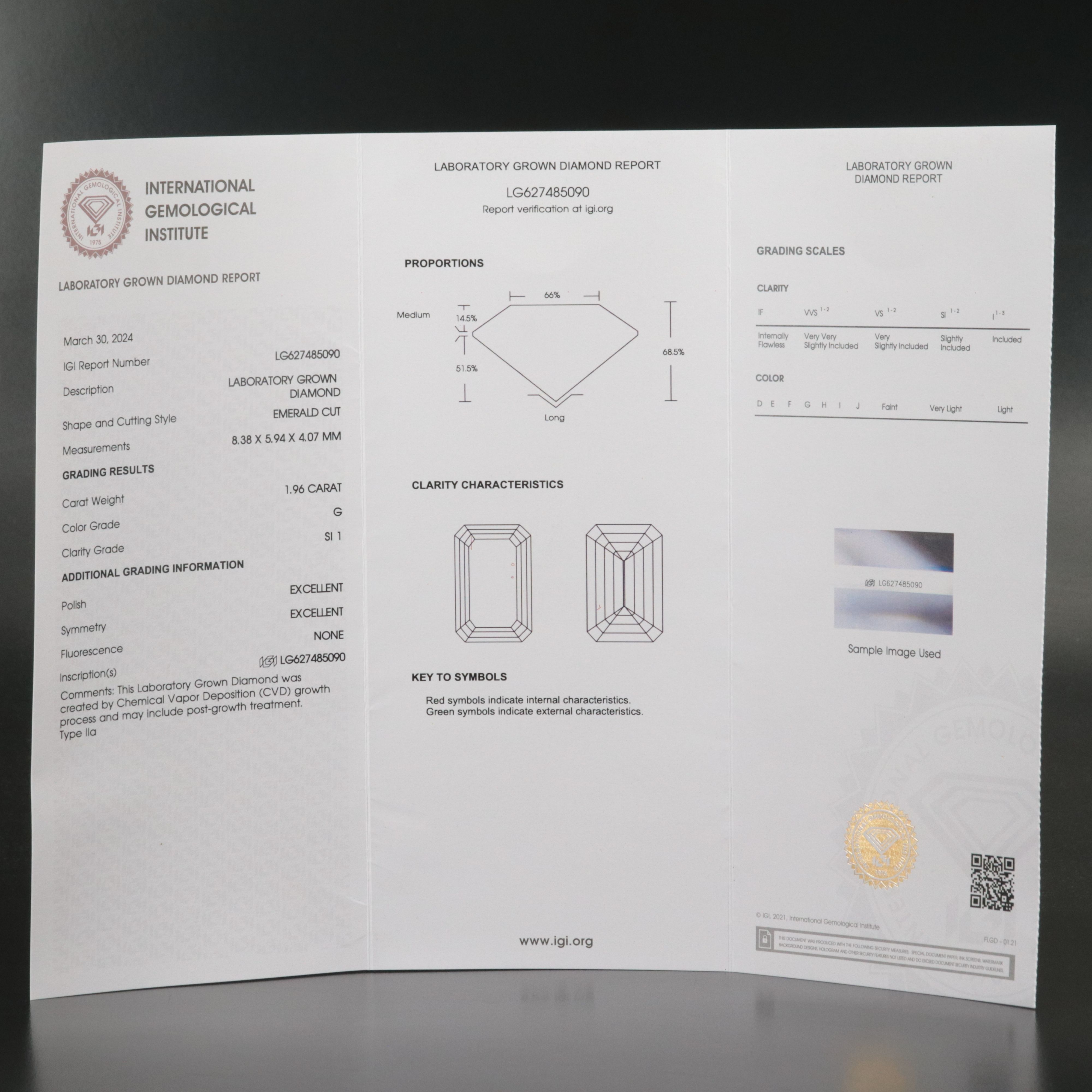 Loose 1.96 CT Lab Grown Diamond with IGI Report