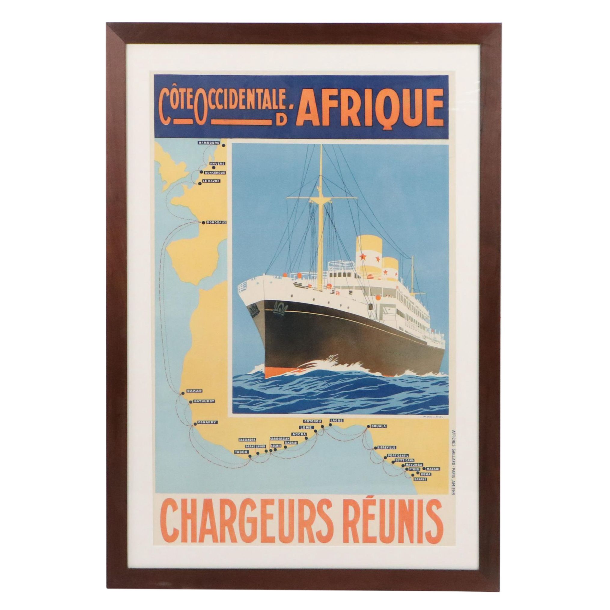 Chargeurs Réunis Advertisement Color Lithograph Poster After Georges Taboureau