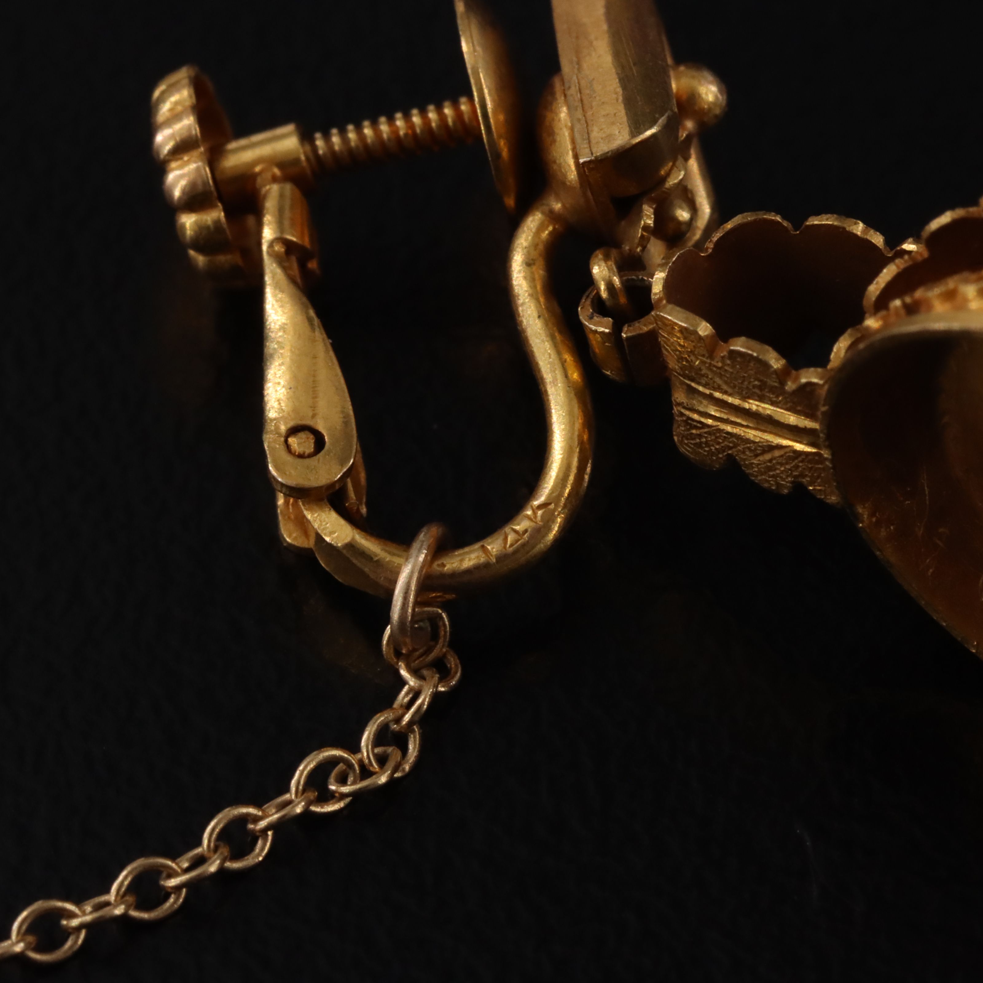 Victorian 14K Rhodolite Garnet and Glass Drop Earrings