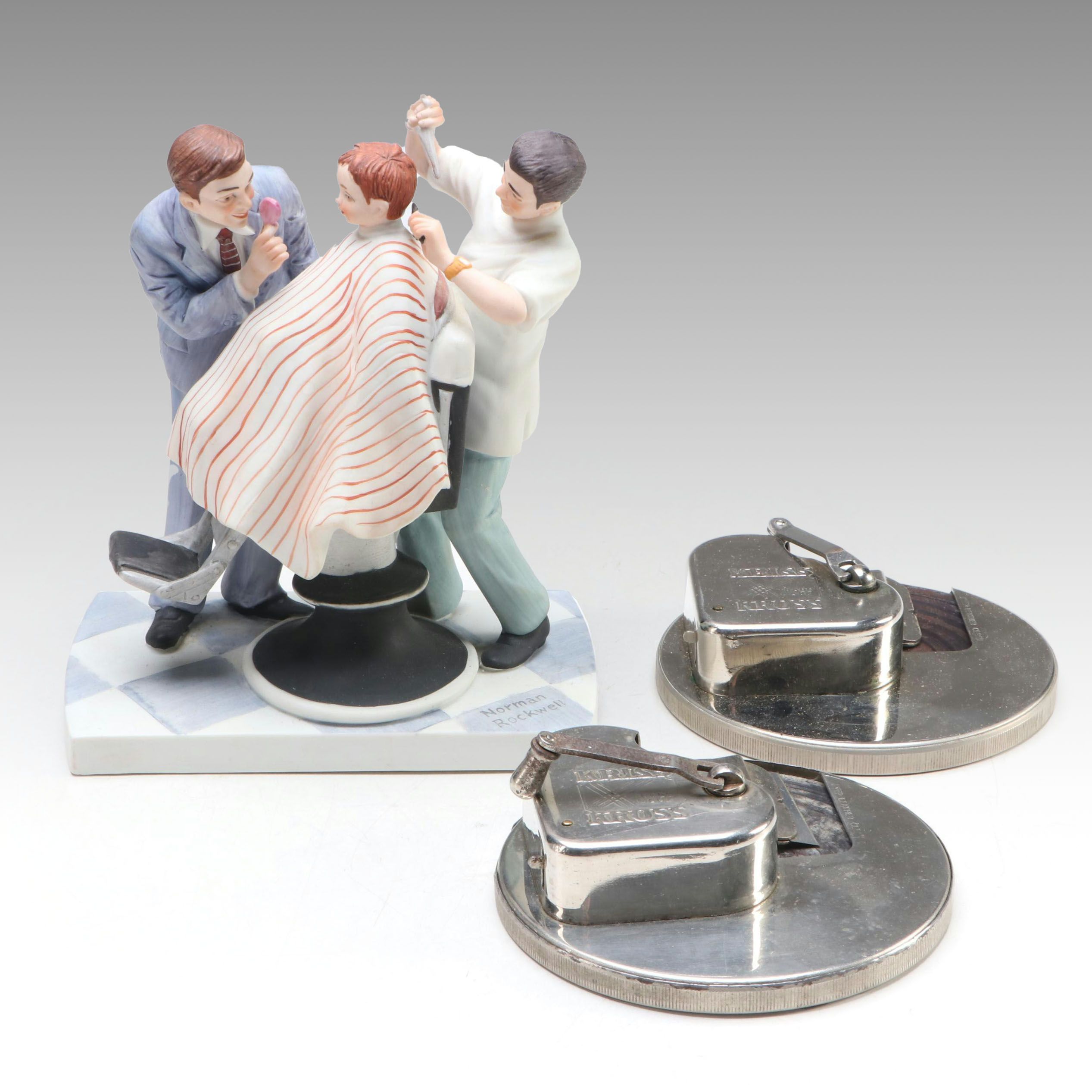 Kriss Kross Stropper and Razor with "The First Haircut" Norman Rockwell Figure