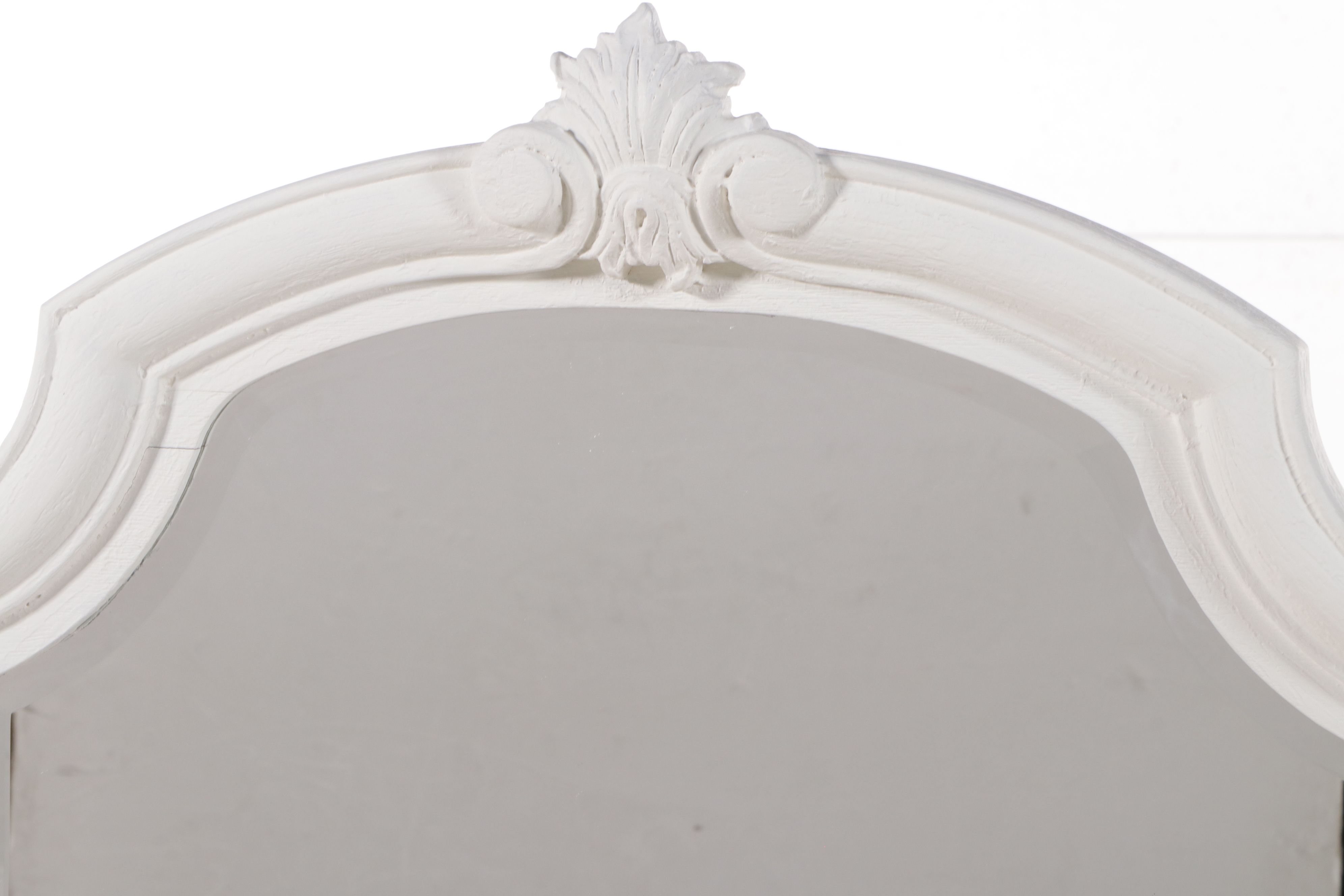 French Style White Wooden Arch Frame Floor Length Mirror