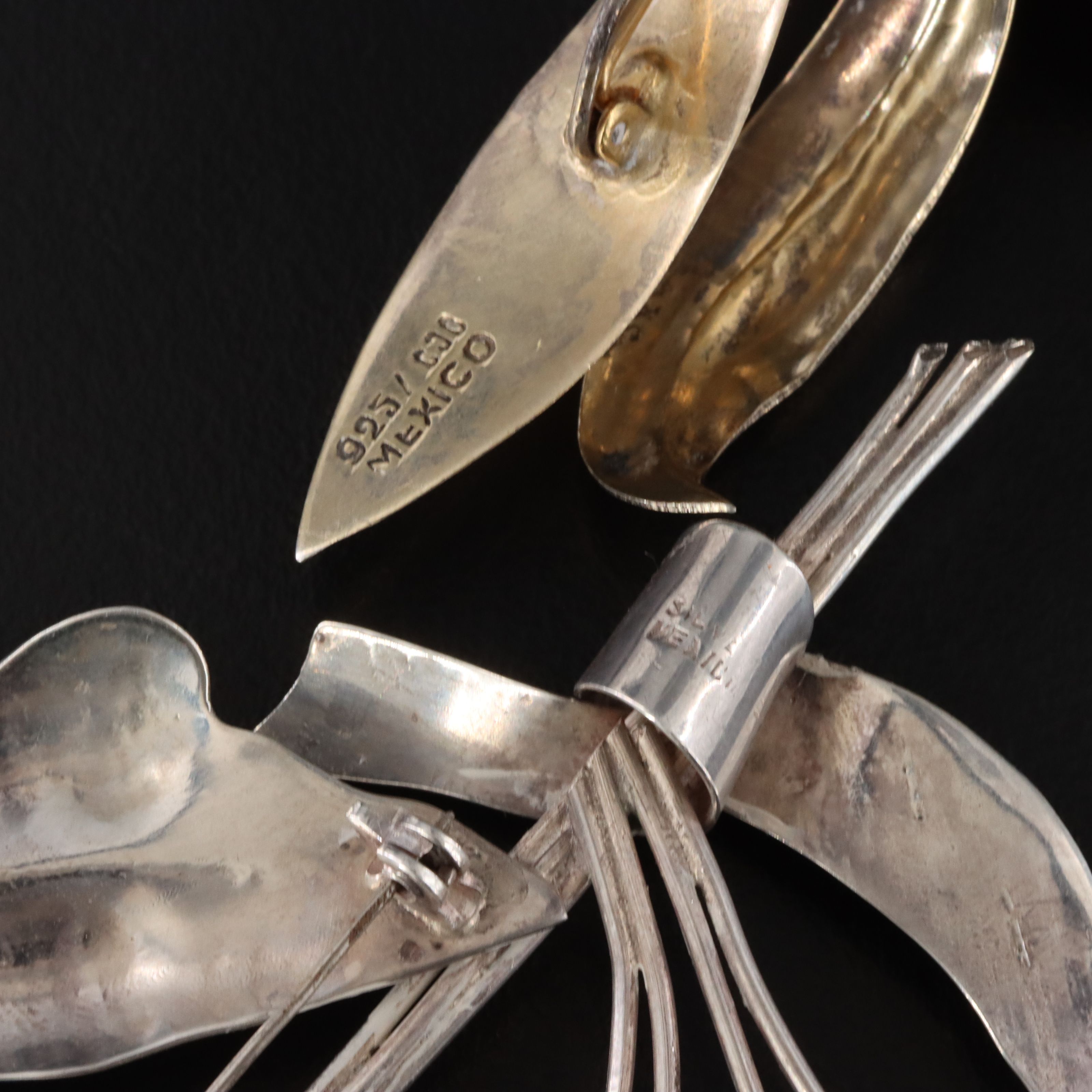 Mexican Sterling Floral Brooches Including Amethyst