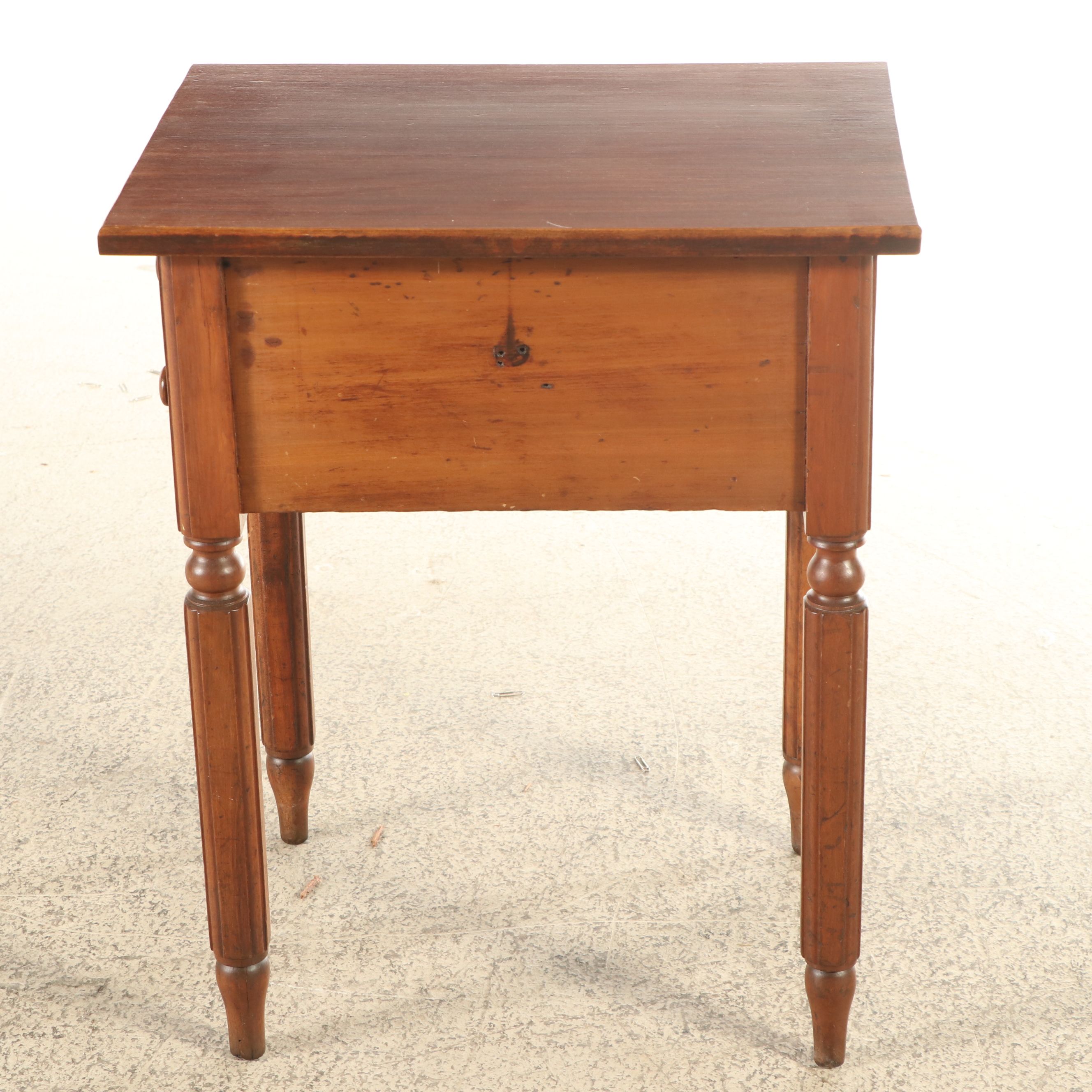 American Primitive Sheraton Style Walnut Two-Drawer Stand, 19th Century