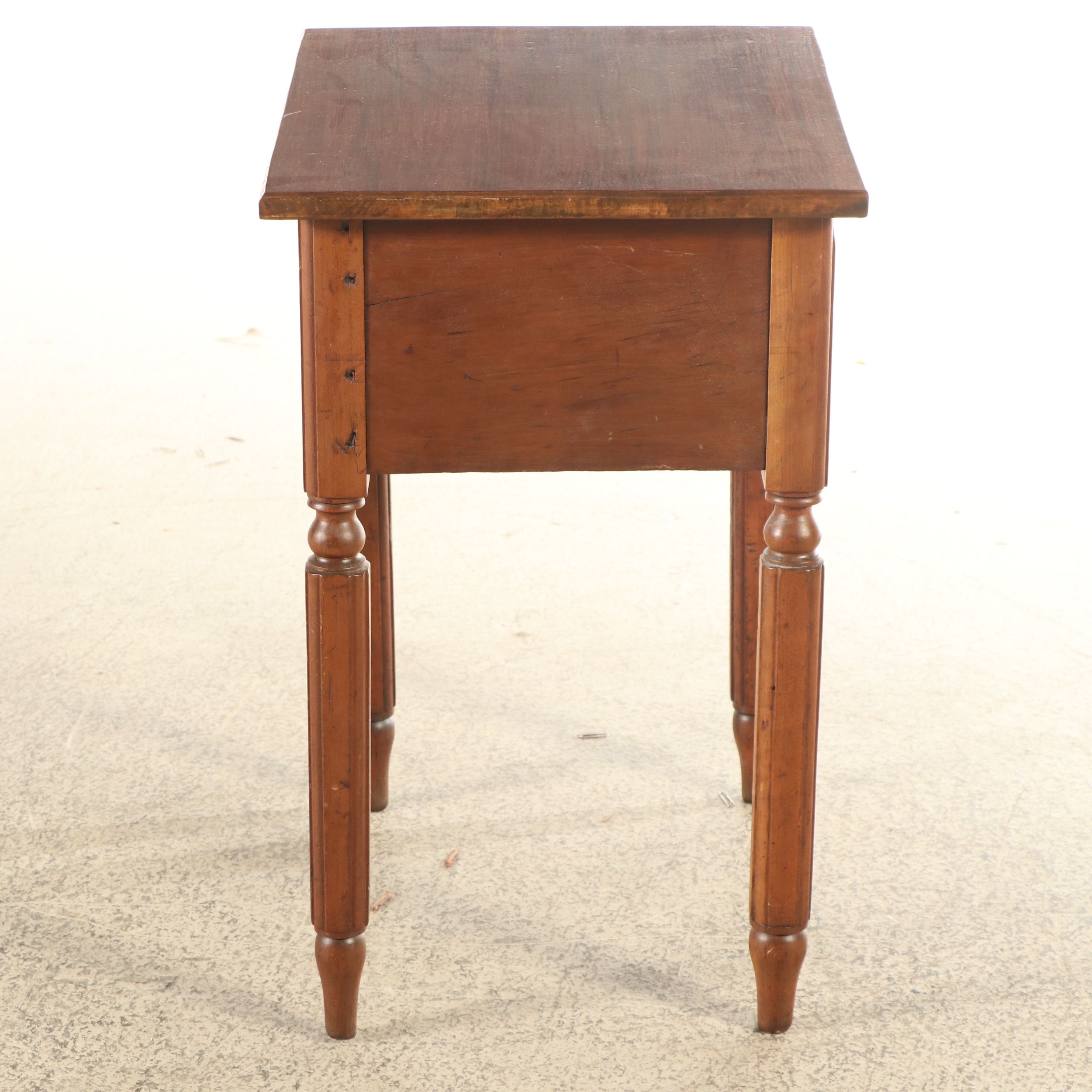 American Primitive Sheraton Style Walnut Two-Drawer Stand, 19th Century