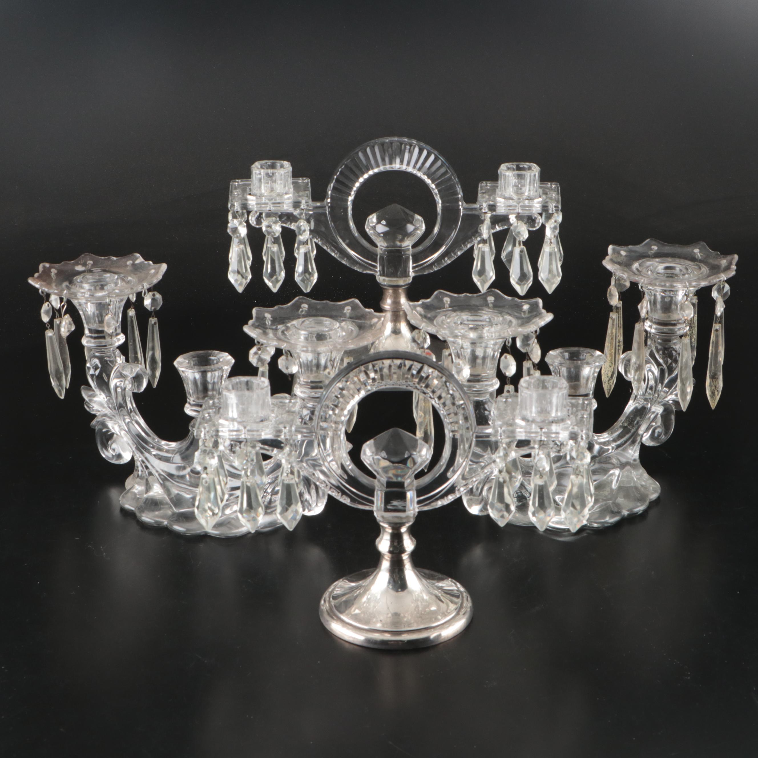 Hawkes Sterling Base and Prism Pendants with Cambridge Glass Candelabra