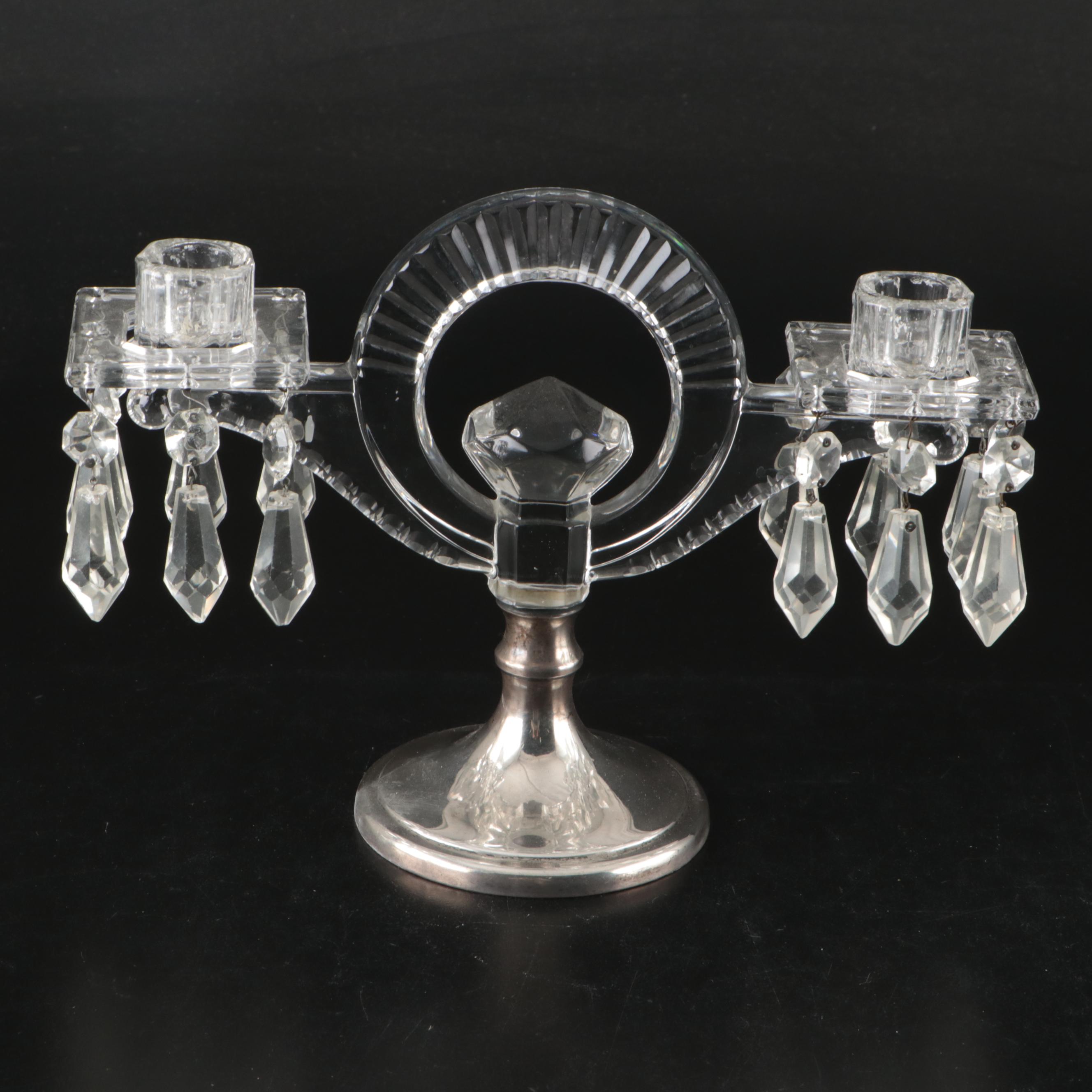 Hawkes Sterling Base and Prism Pendants with Cambridge Glass Candelabra