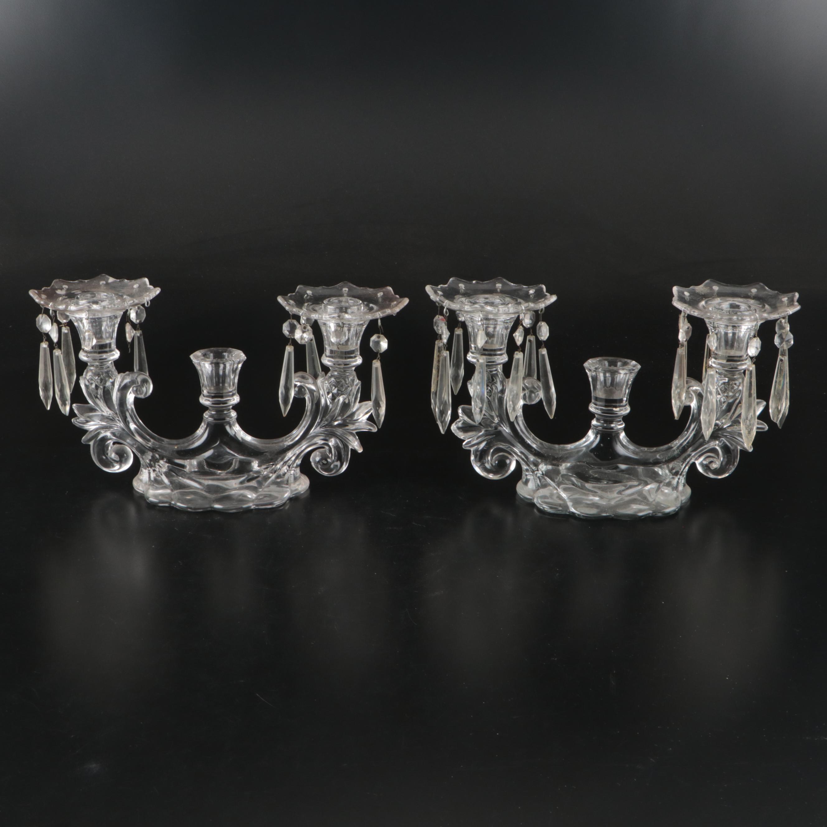 Hawkes Sterling Base and Prism Pendants with Cambridge Glass Candelabra