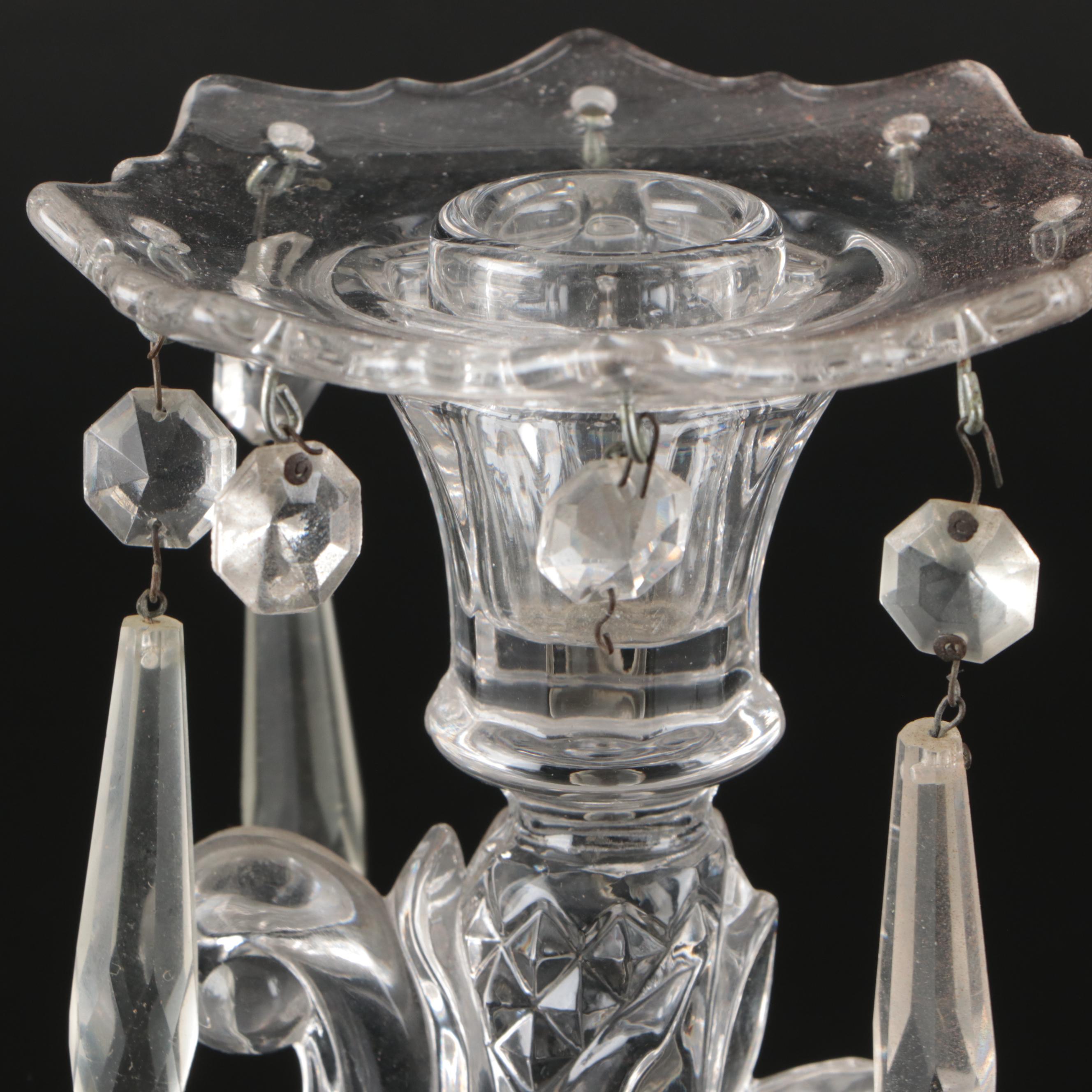 Hawkes Sterling Base and Prism Pendants with Cambridge Glass Candelabra