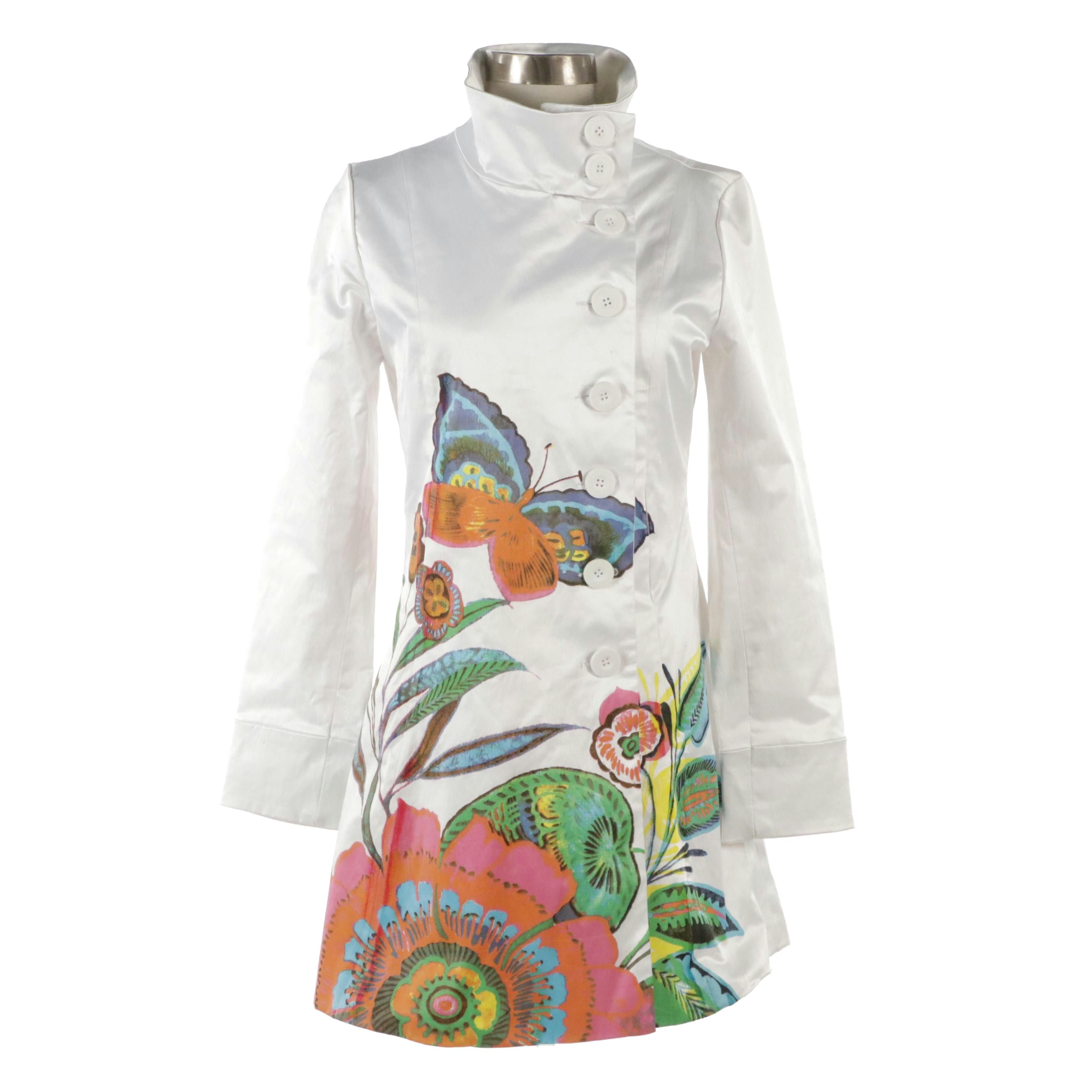 Desigual Butterfly and Floral Print Button-Front Jacket