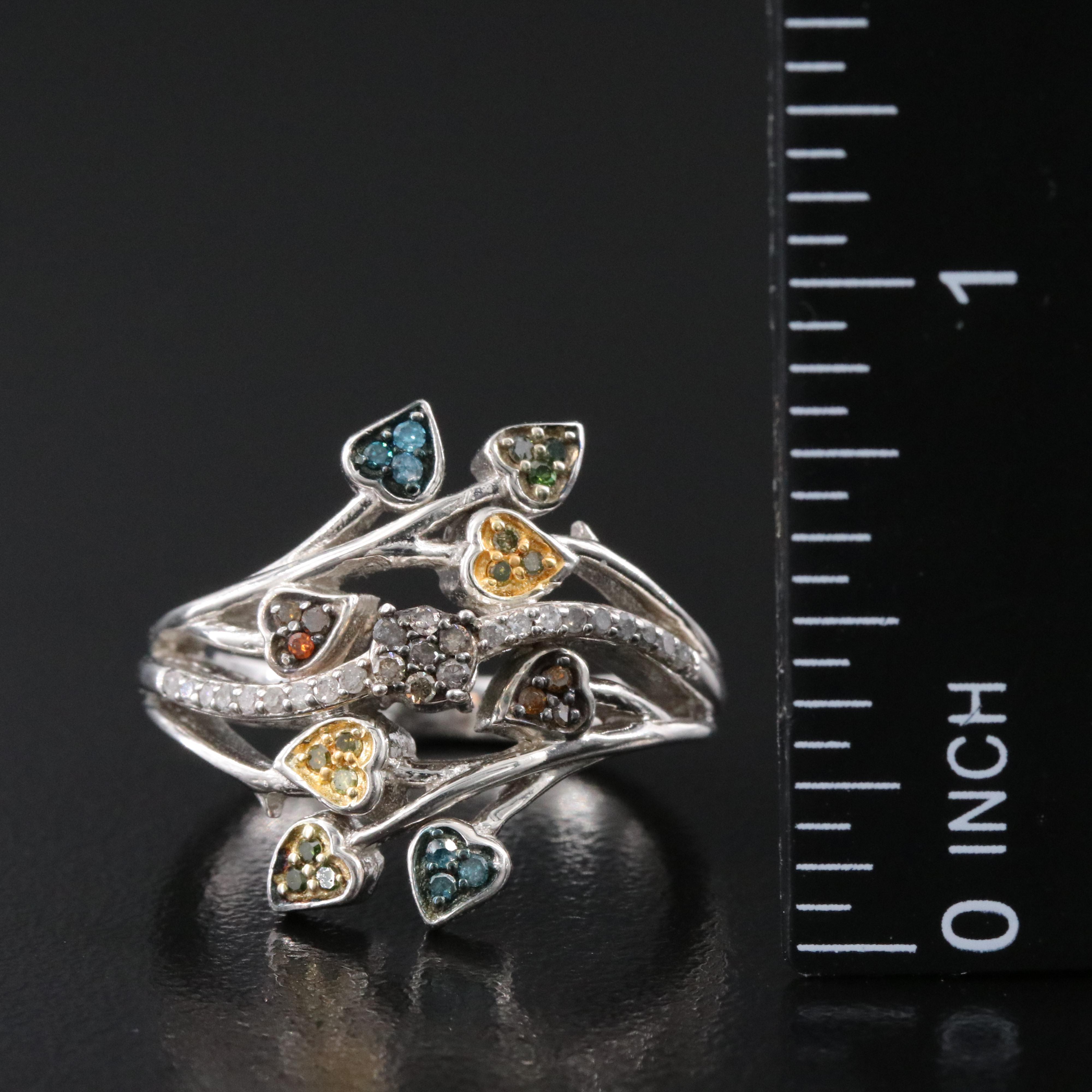 Sterling Multicolored Diamond Ivy Ring