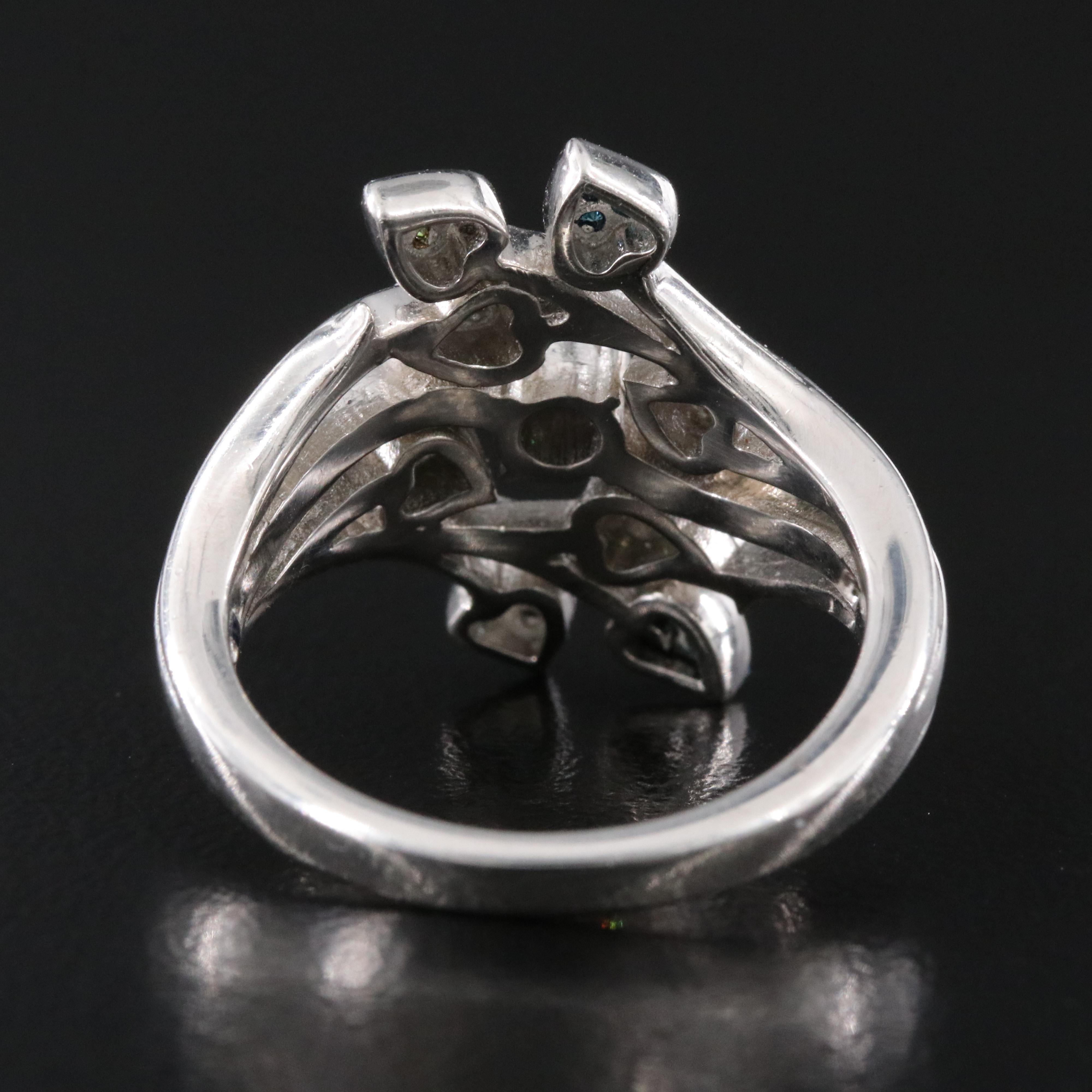 Sterling Multicolored Diamond Ivy Ring