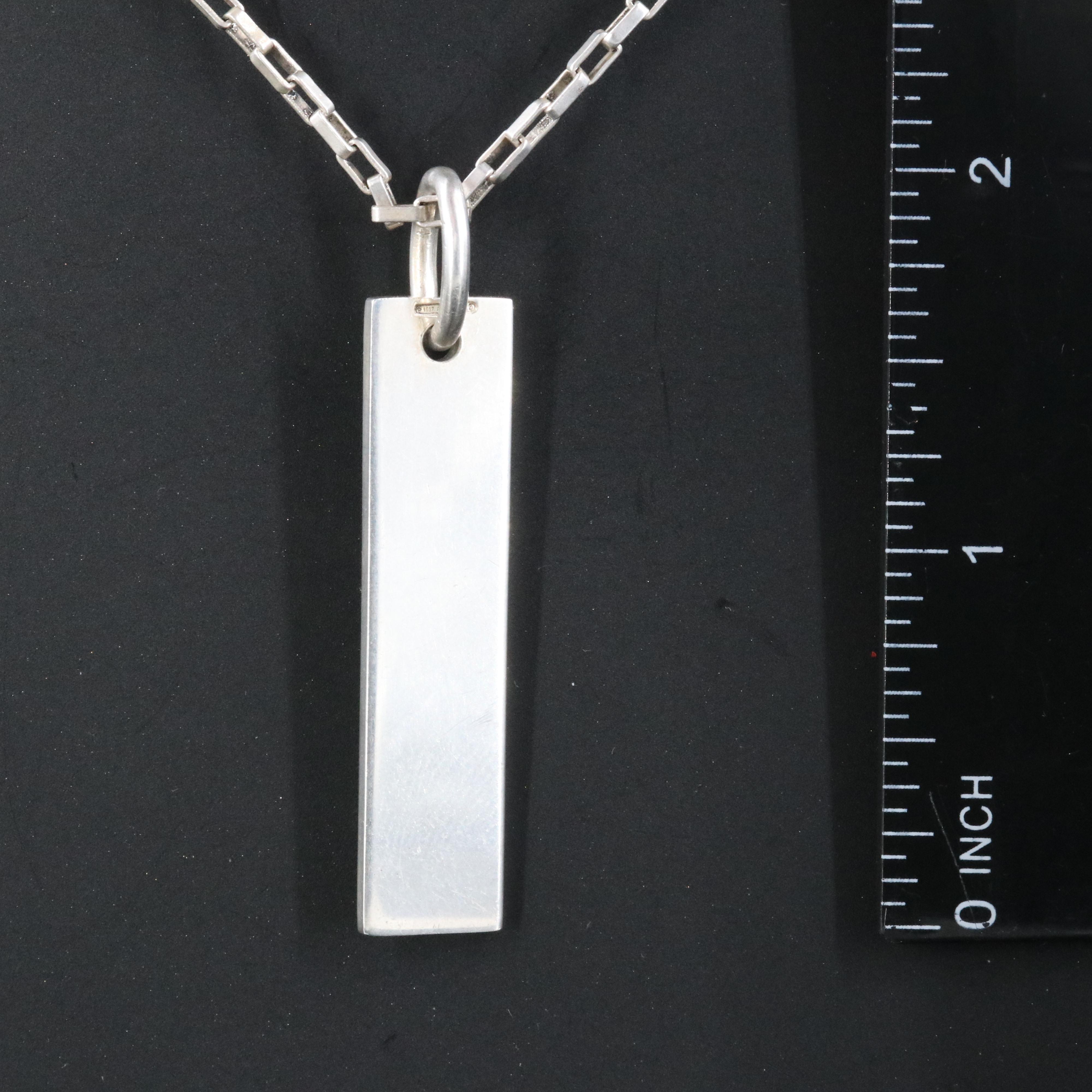 Gucci Sterling Bar Tag Pendant Necklace