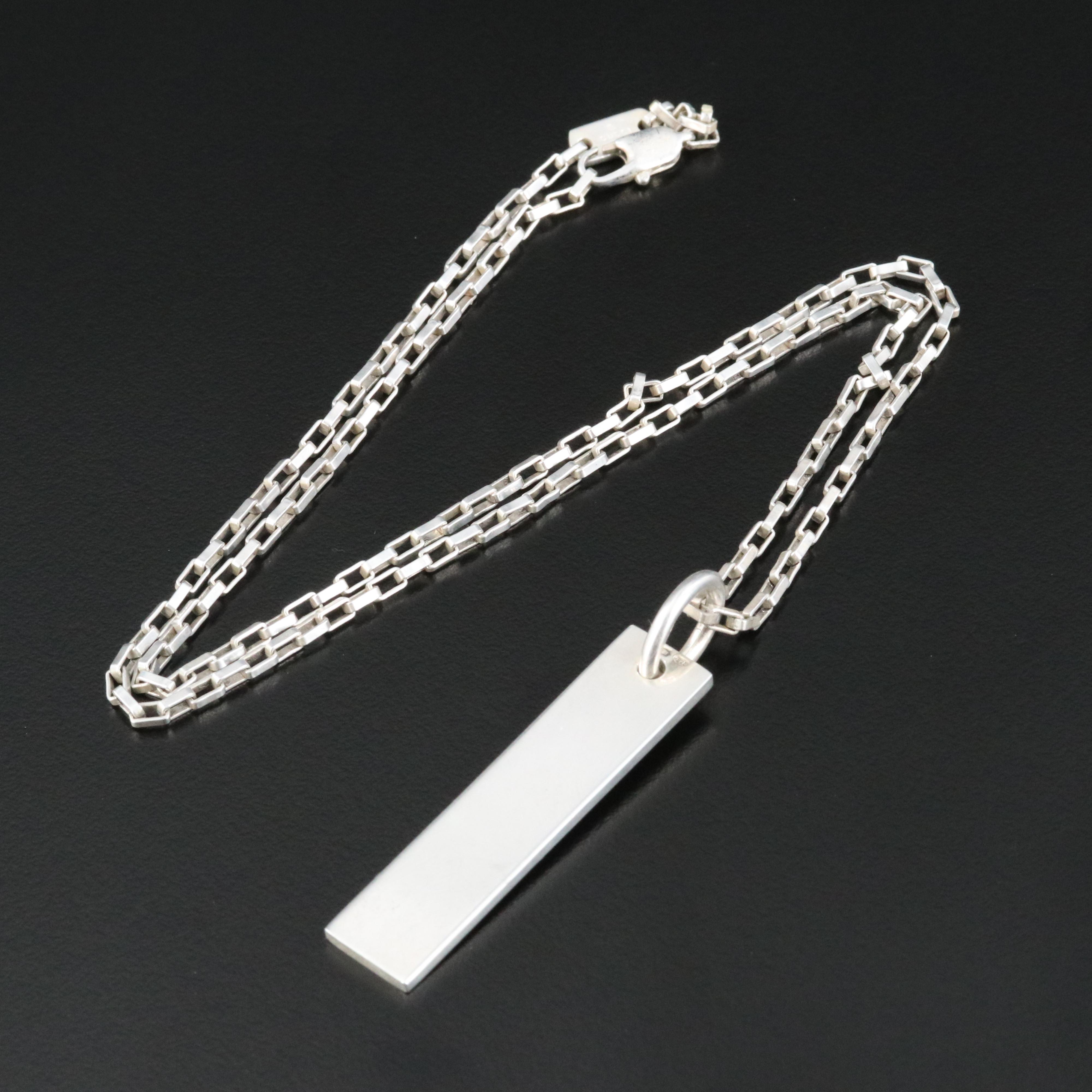 Gucci Sterling Bar Tag Pendant Necklace