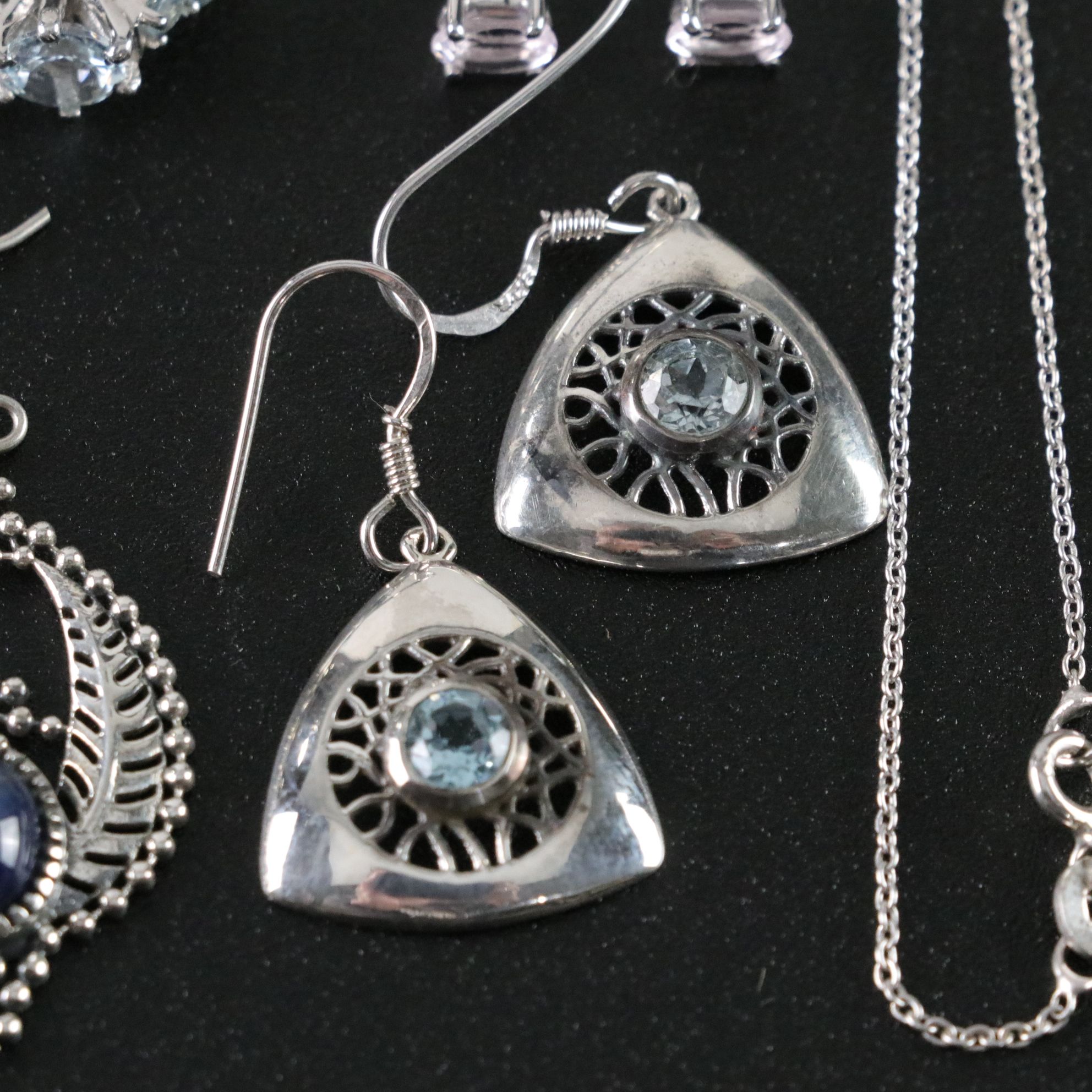 14 Assorted Sterling Silver Rings, Necklaces and Earrings