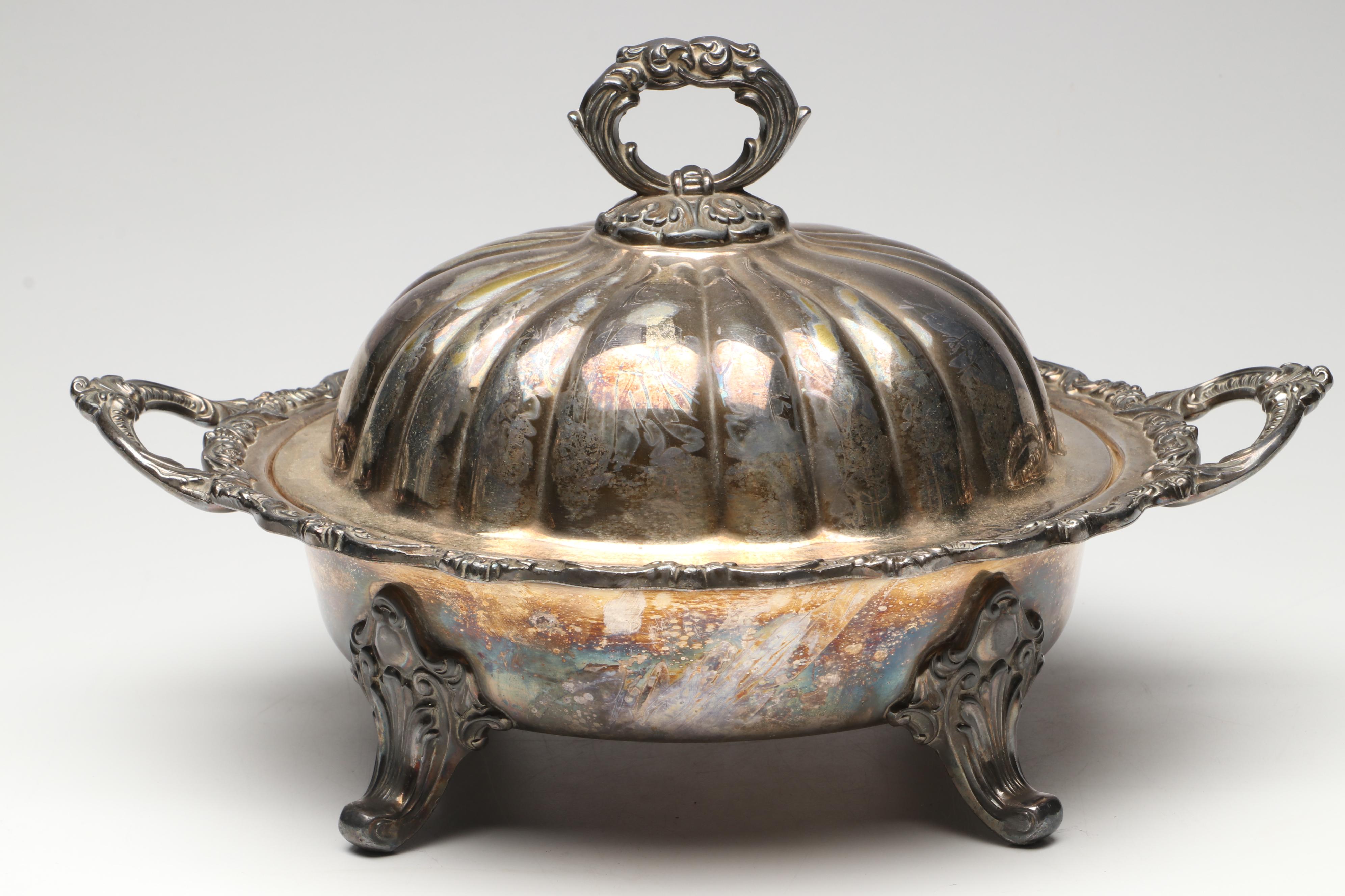 Wilcox Silver Plate Tilting Water Pitcher and Goblet with Other Tableware