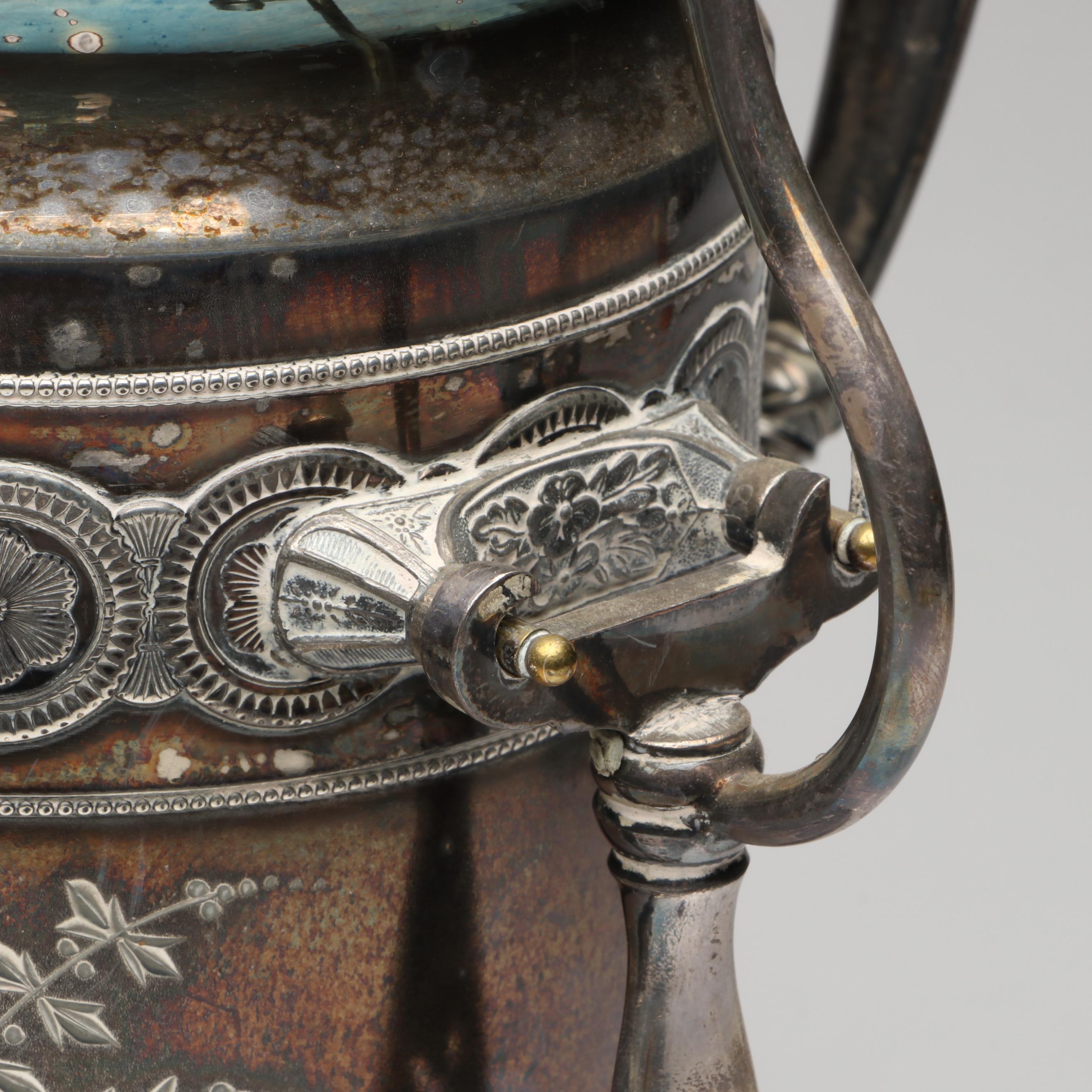 Wilcox Silver Plate Tilting Water Pitcher and Goblet with Other Tableware