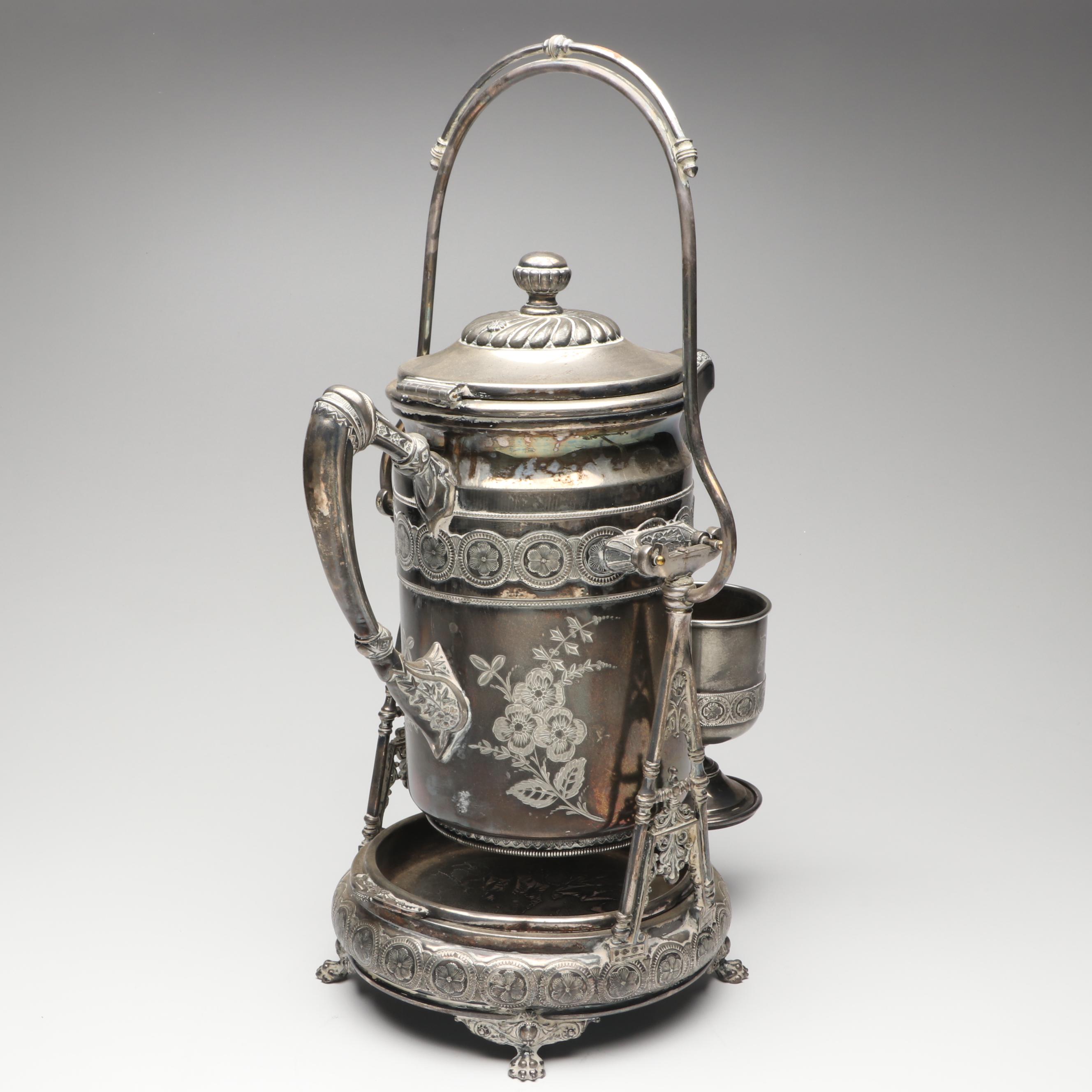 Wilcox Silver Plate Tilting Water Pitcher and Goblet with Other Tableware