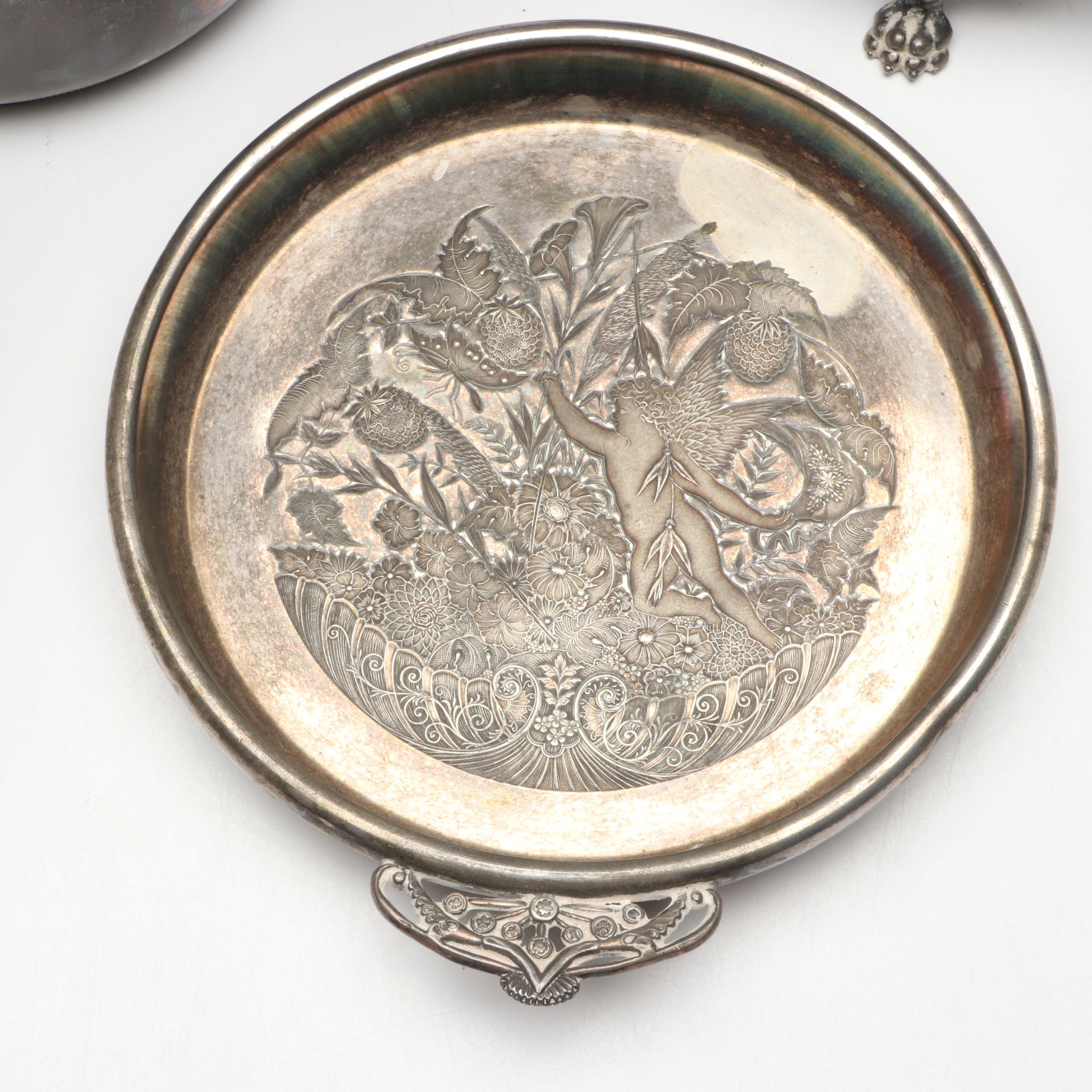 Wilcox Silver Plate Tilting Water Pitcher and Goblet with Other Tableware