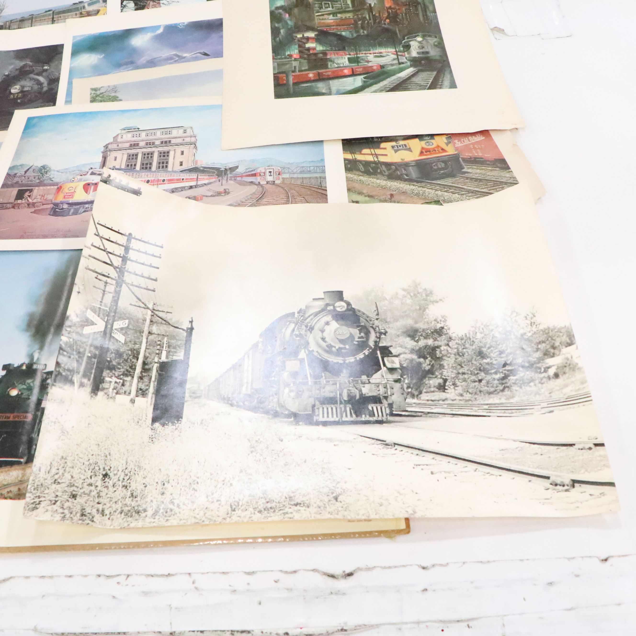 Richard Sparks Signed "Wartime Fast Freighter" with Other Train Art Prints