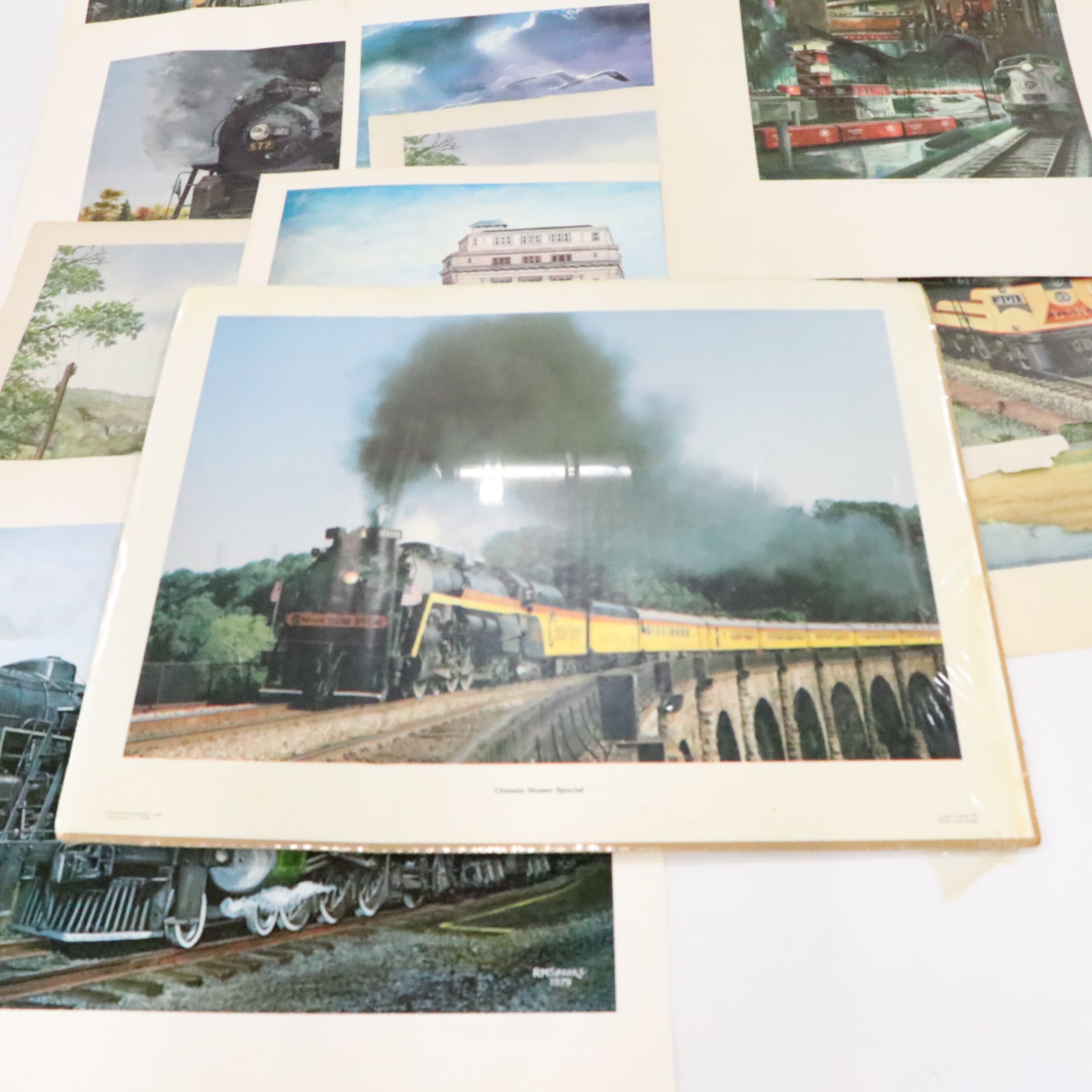 Richard Sparks Signed "Wartime Fast Freighter" with Other Train Art Prints