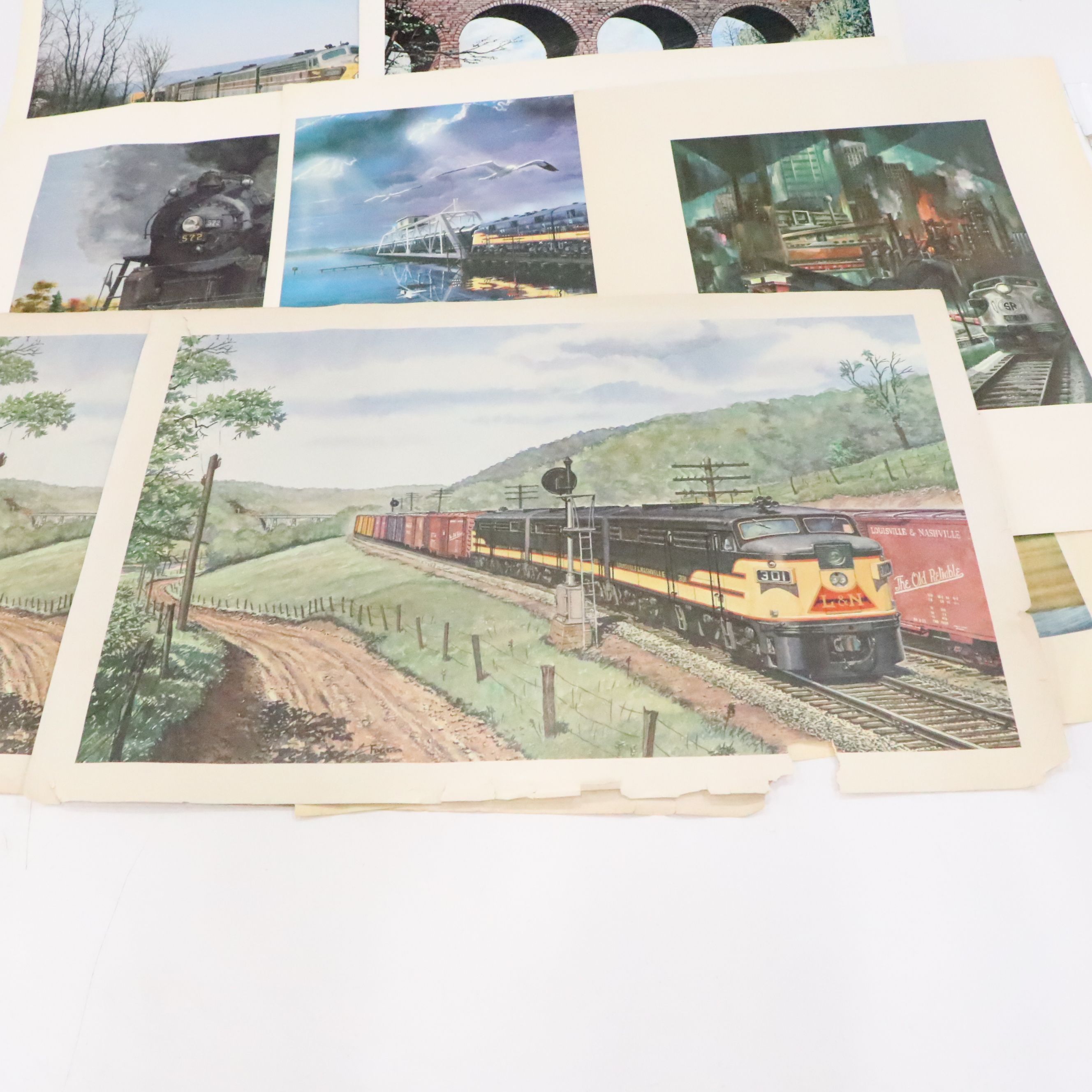 Richard Sparks Signed "Wartime Fast Freighter" with Other Train Art Prints