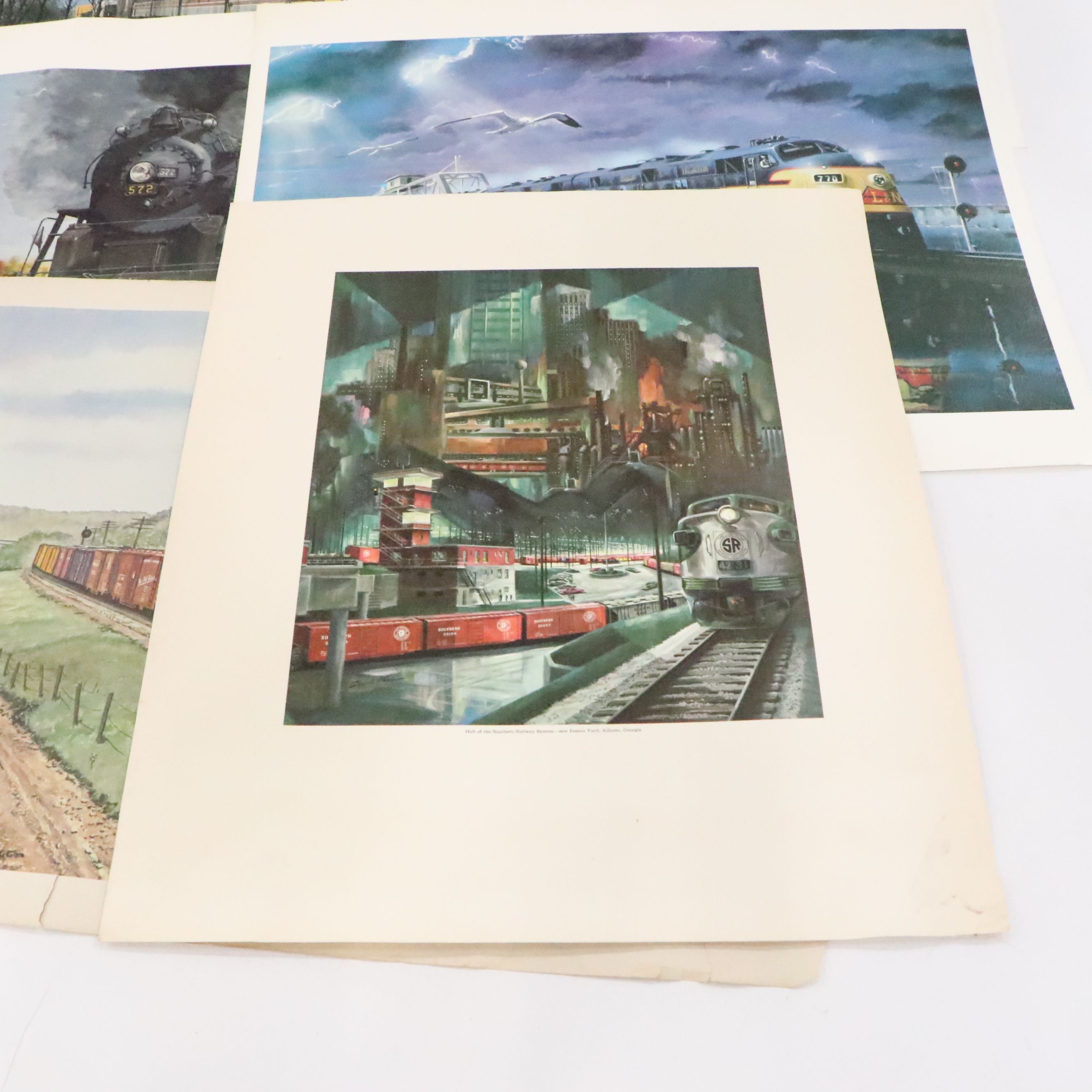 Richard Sparks Signed "Wartime Fast Freighter" with Other Train Art Prints