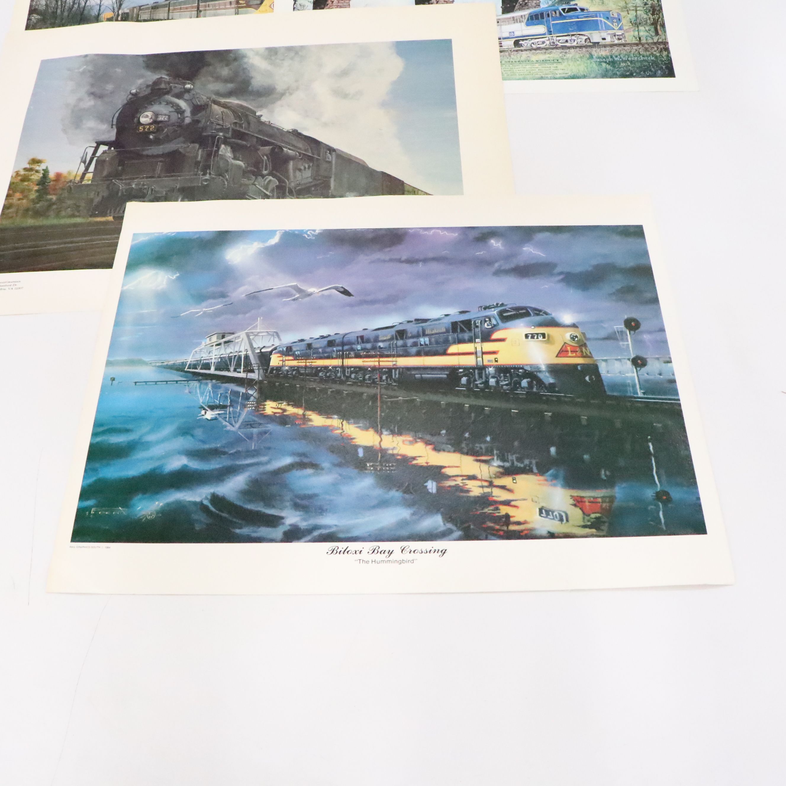Richard Sparks Signed "Wartime Fast Freighter" with Other Train Art Prints