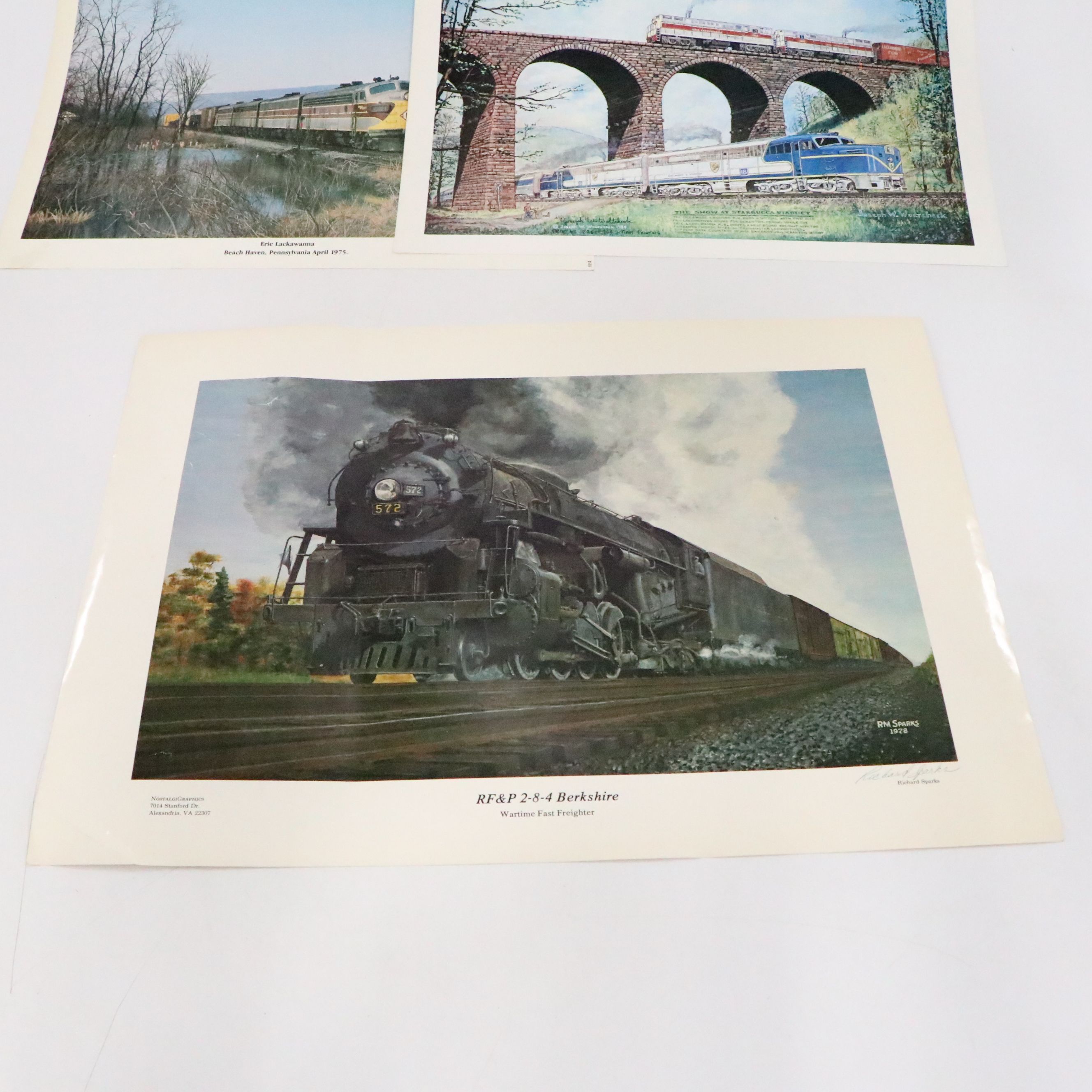 Richard Sparks Signed "Wartime Fast Freighter" with Other Train Art Prints