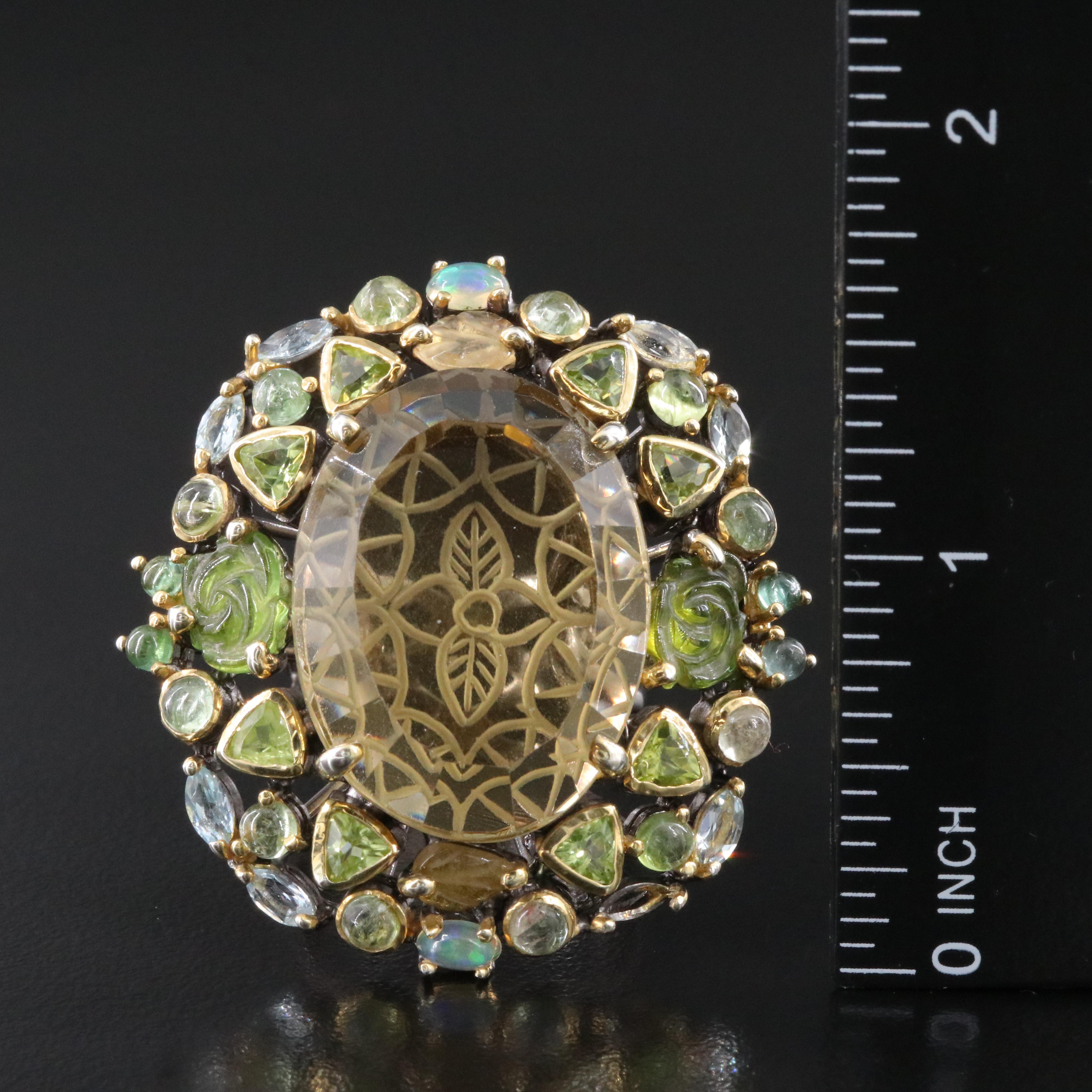 Sterling Citrine and Gemstone Ring