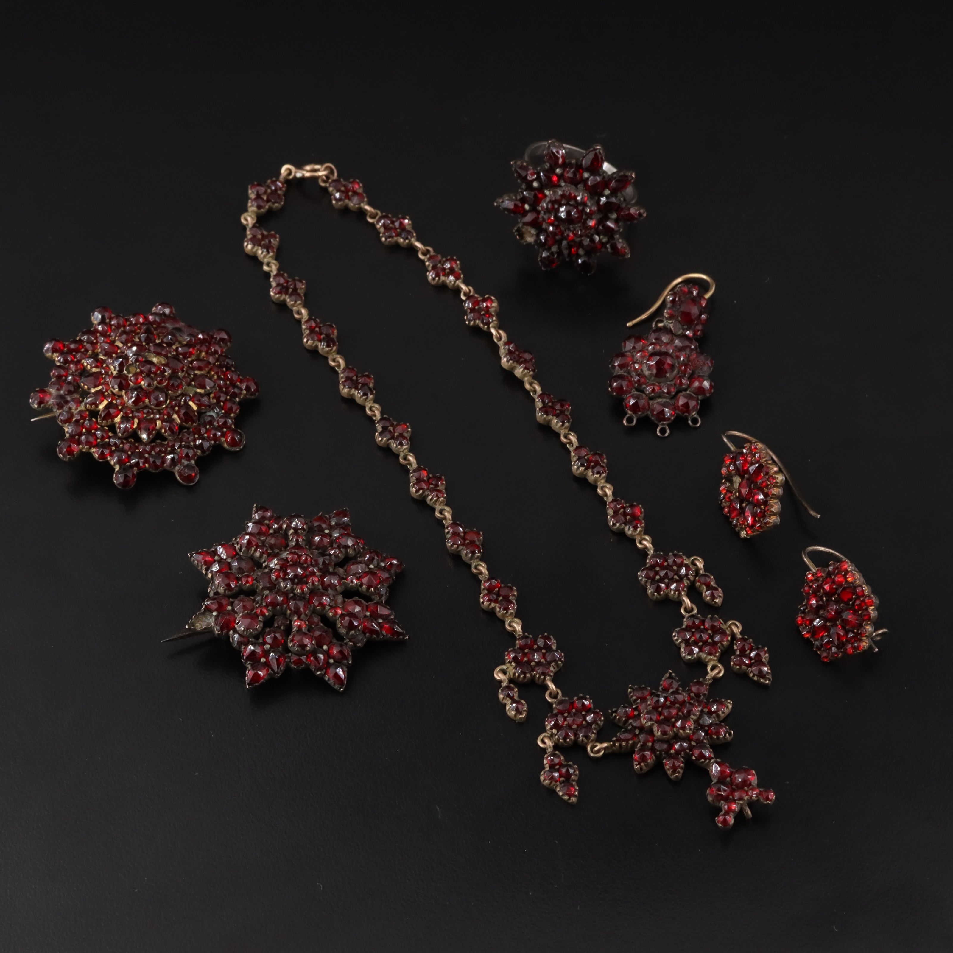 Antique and Vintage Garnet Jewelry Collection Including Victorian