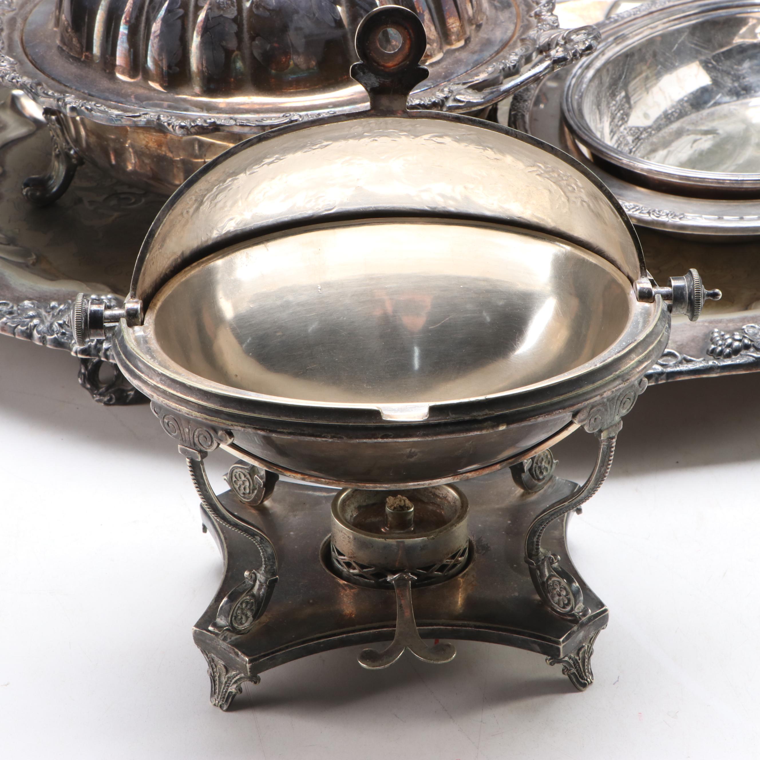 Wilcox Silver Plate Tilting Water Pitcher with Other Tray and Table Accessories