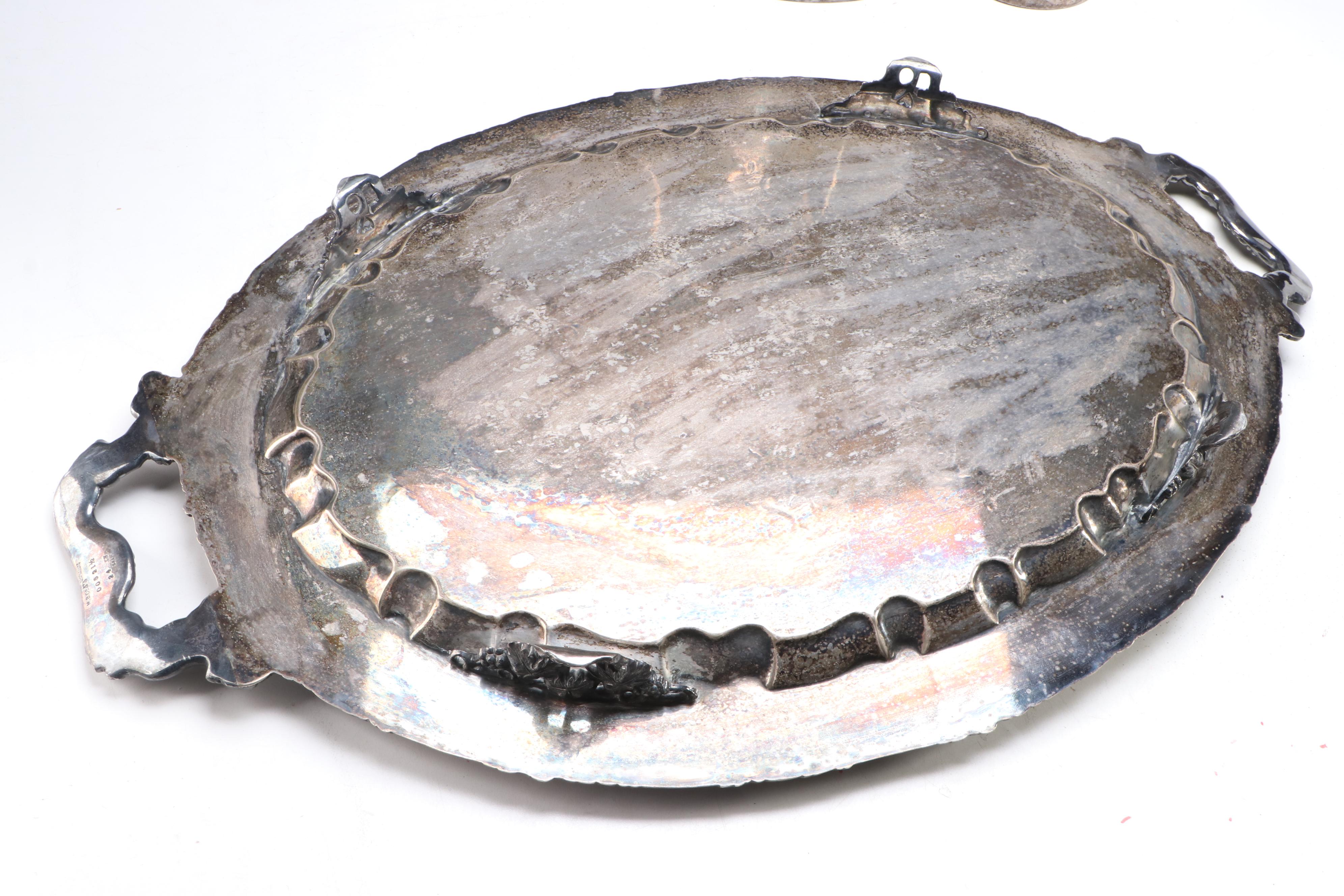 Wilcox Silver Plate Tilting Water Pitcher with Other Tray and Table Accessories