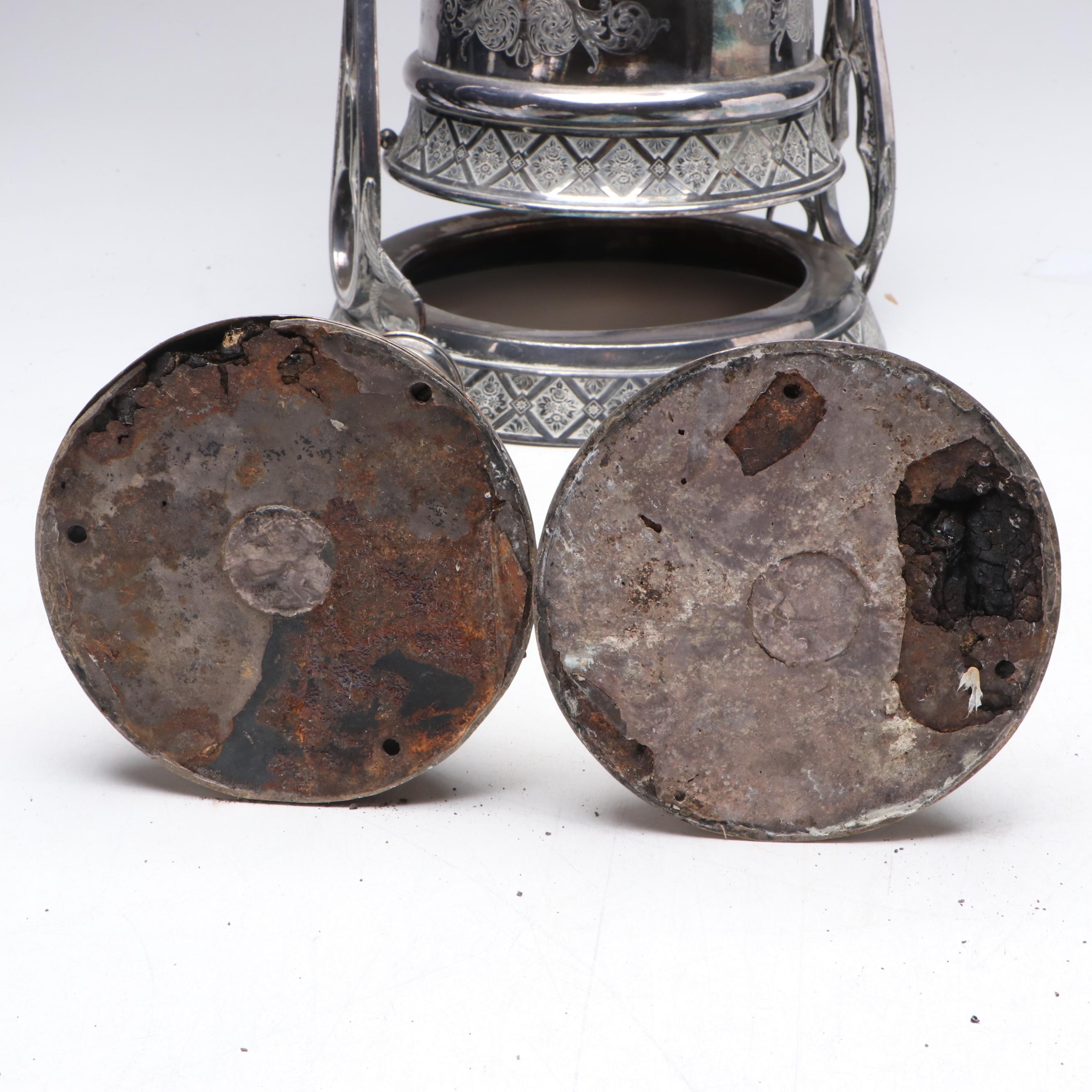 Wilcox Silver Plate Tilting Water Pitcher with Other Tray and Table Accessories