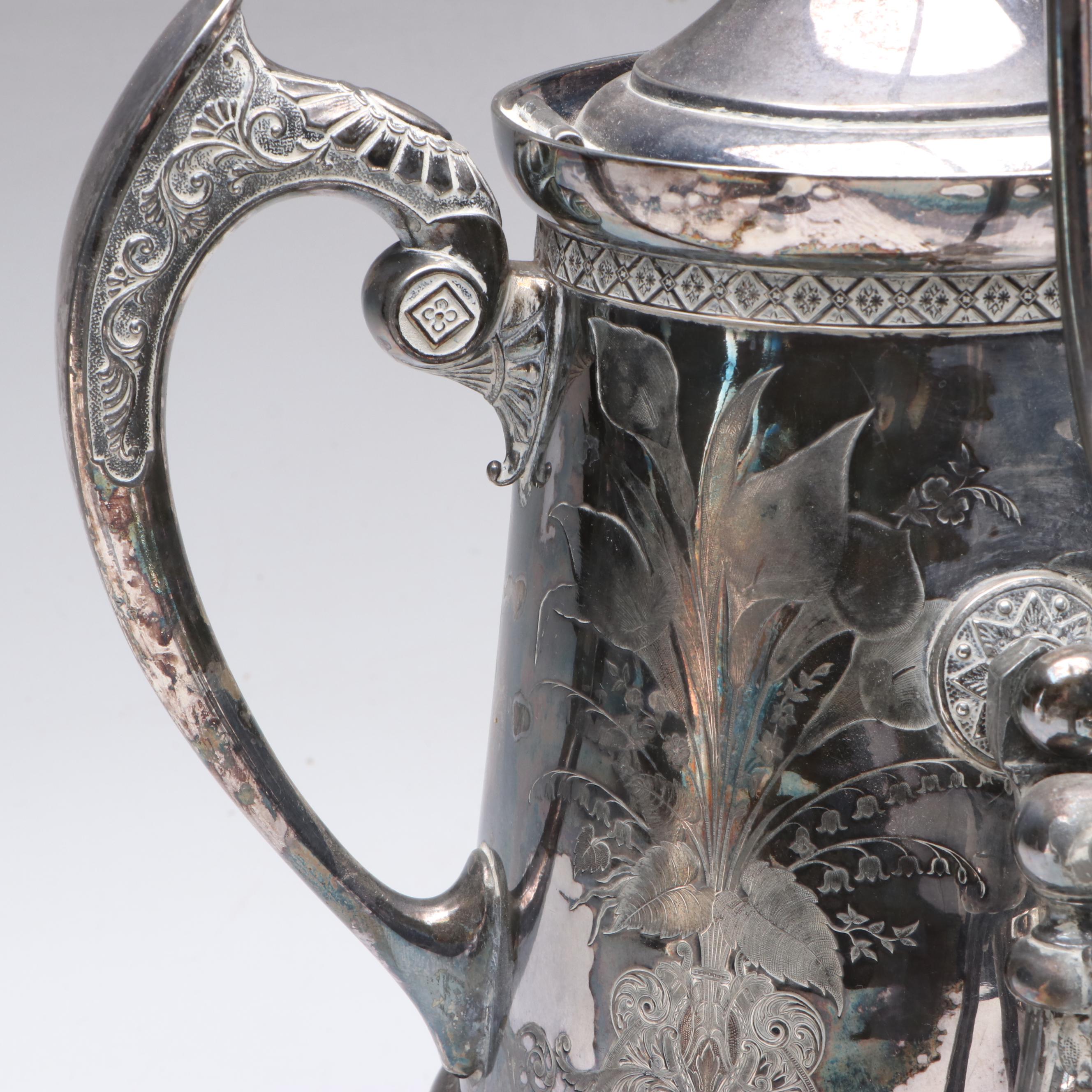 Wilcox Silver Plate Tilting Water Pitcher with Other Tray and Table Accessories