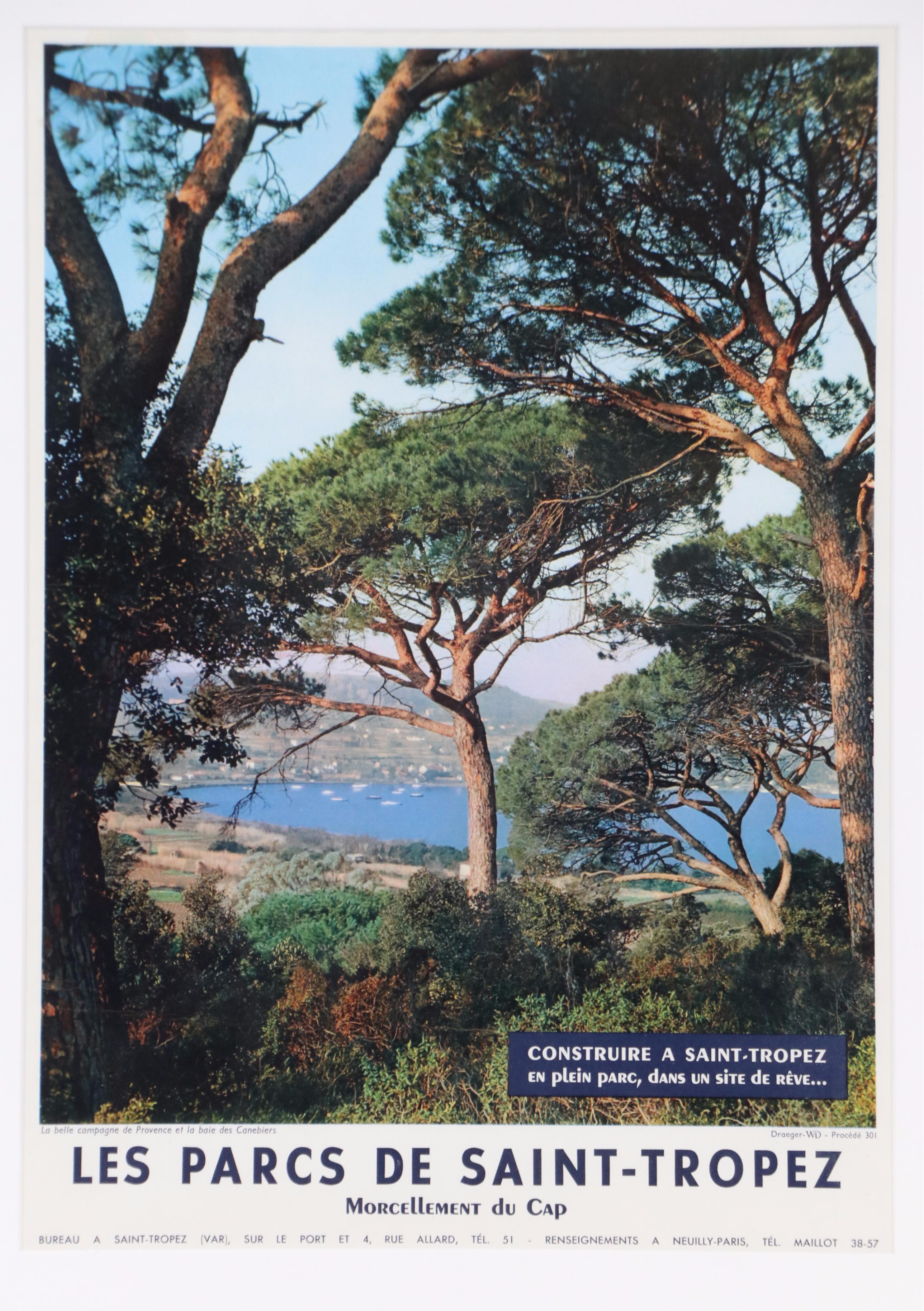 Offset Lithograph Travel Poster "Les Parcs de Saint-Tropez," Mid-20th Century
