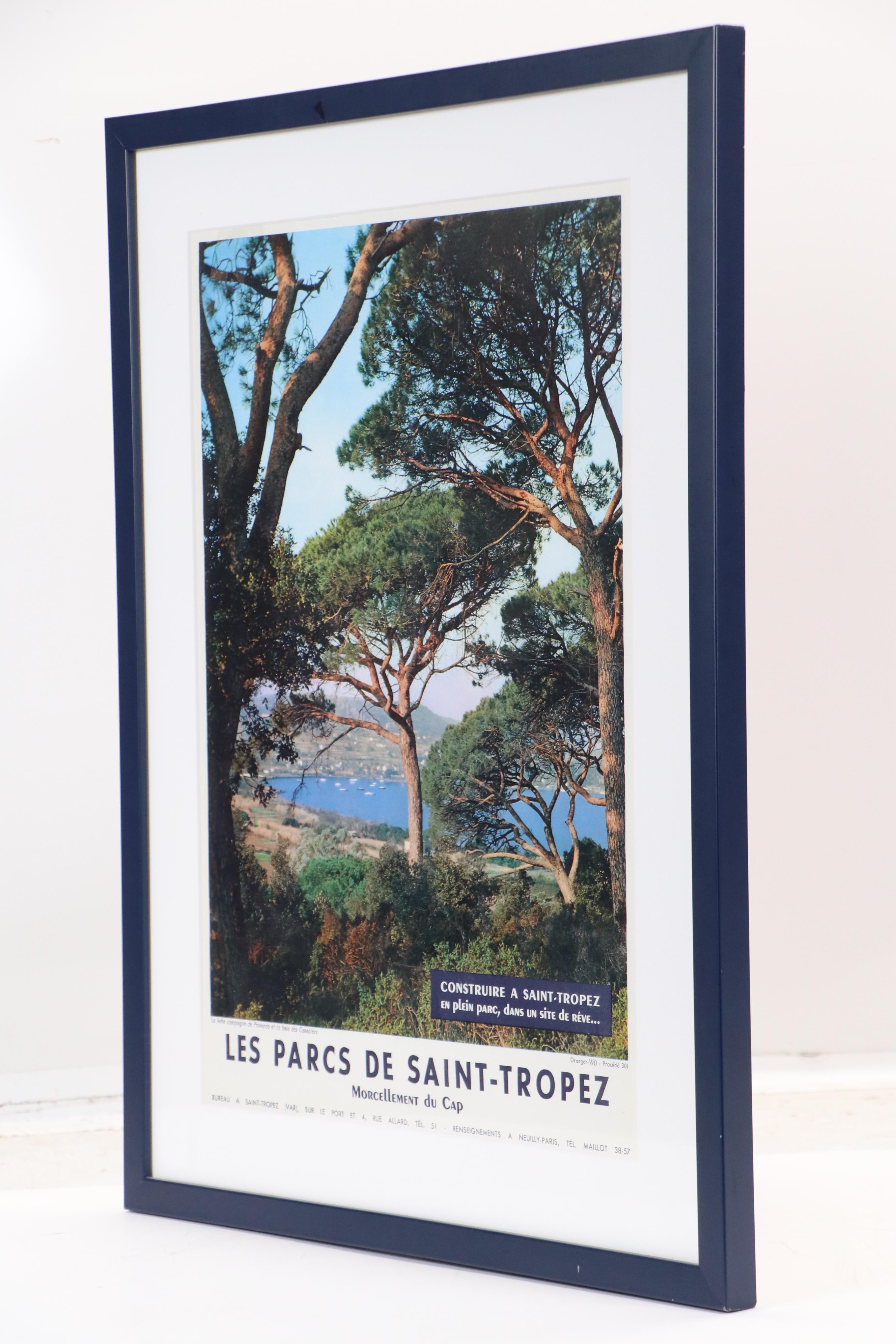 Offset Lithograph Travel Poster "Les Parcs de Saint-Tropez," Mid-20th Century