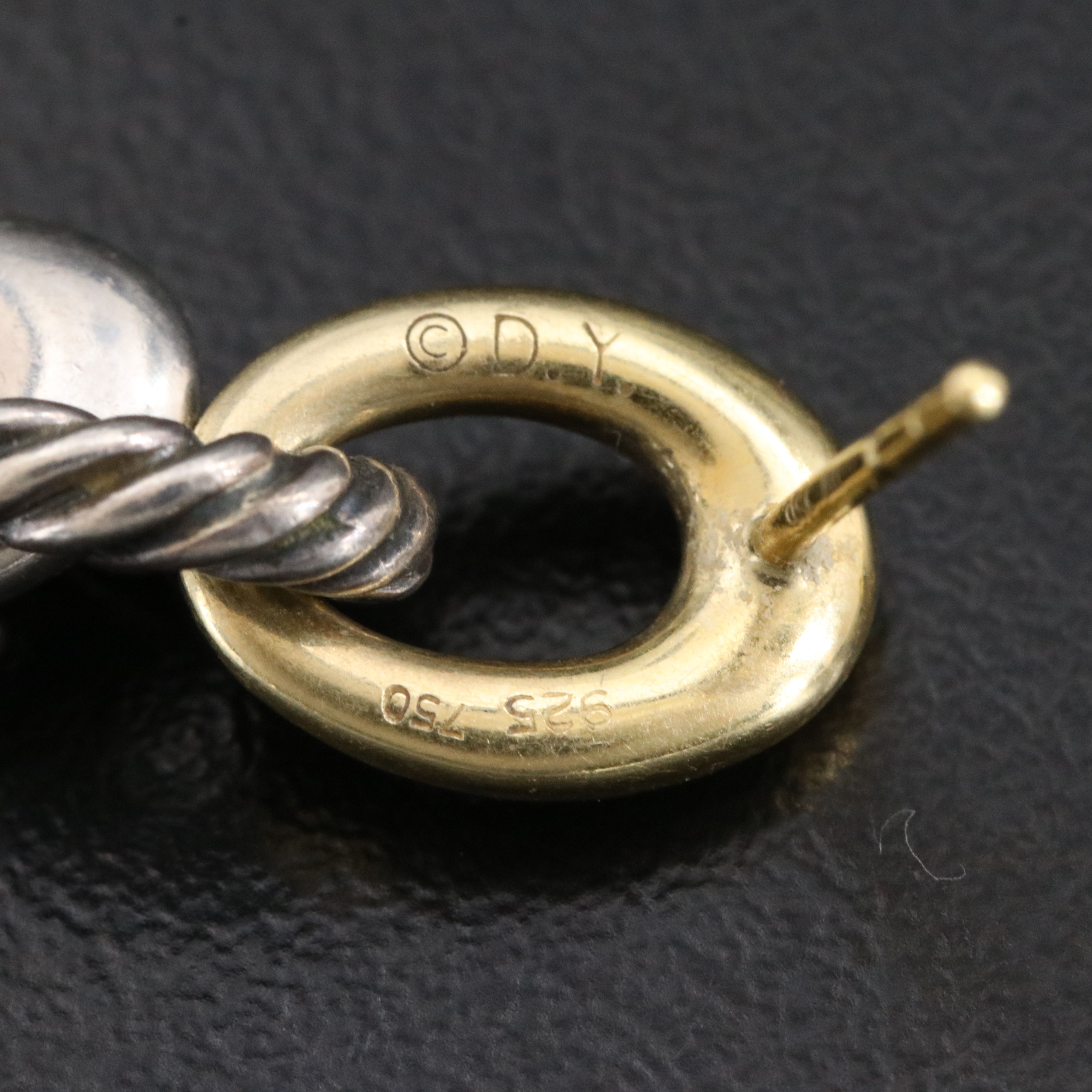 David Yurman Ellipse Sterling and 18K Oval Link Earrings