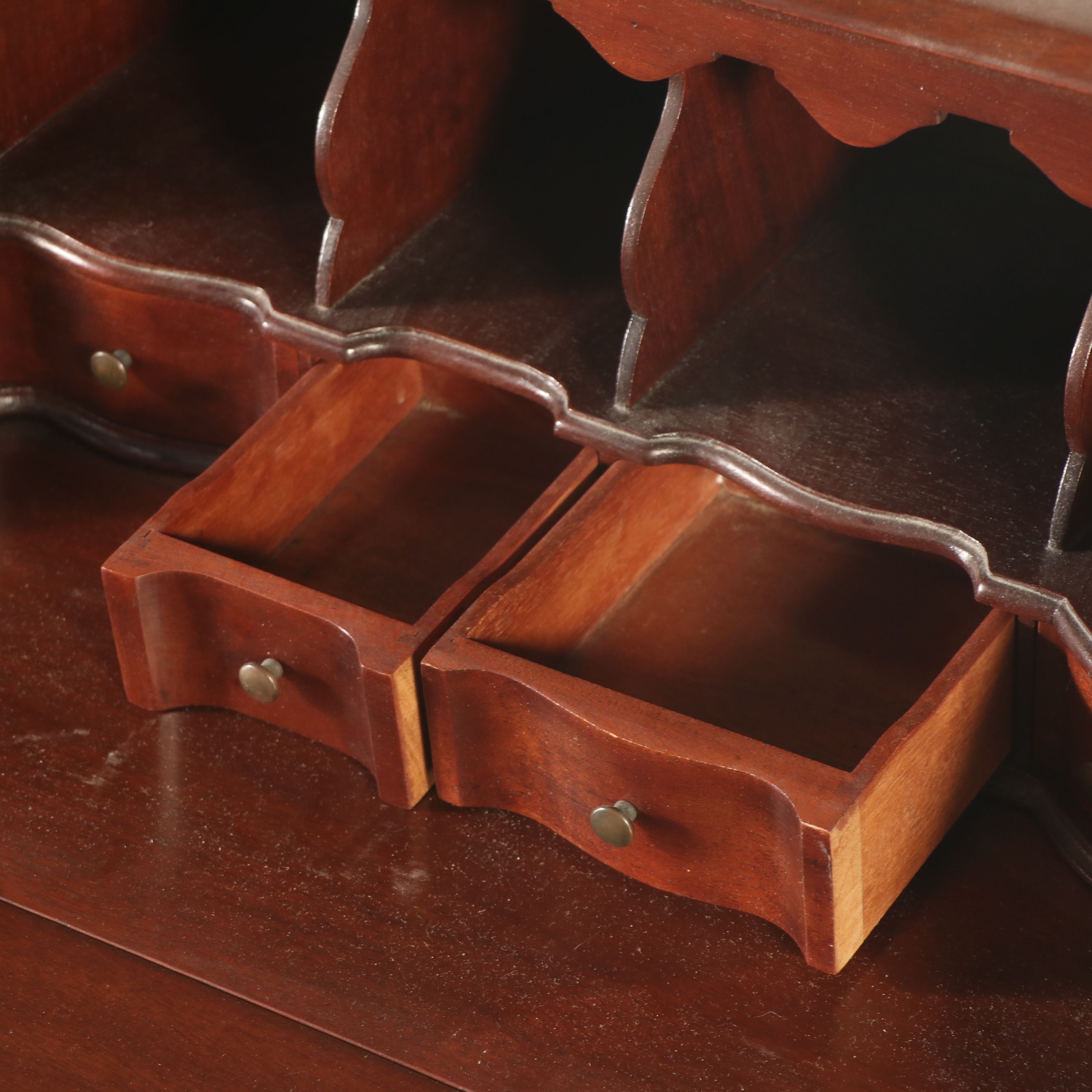 Queen Anne Style Mahogany Slant Front Desk, 20th Century
