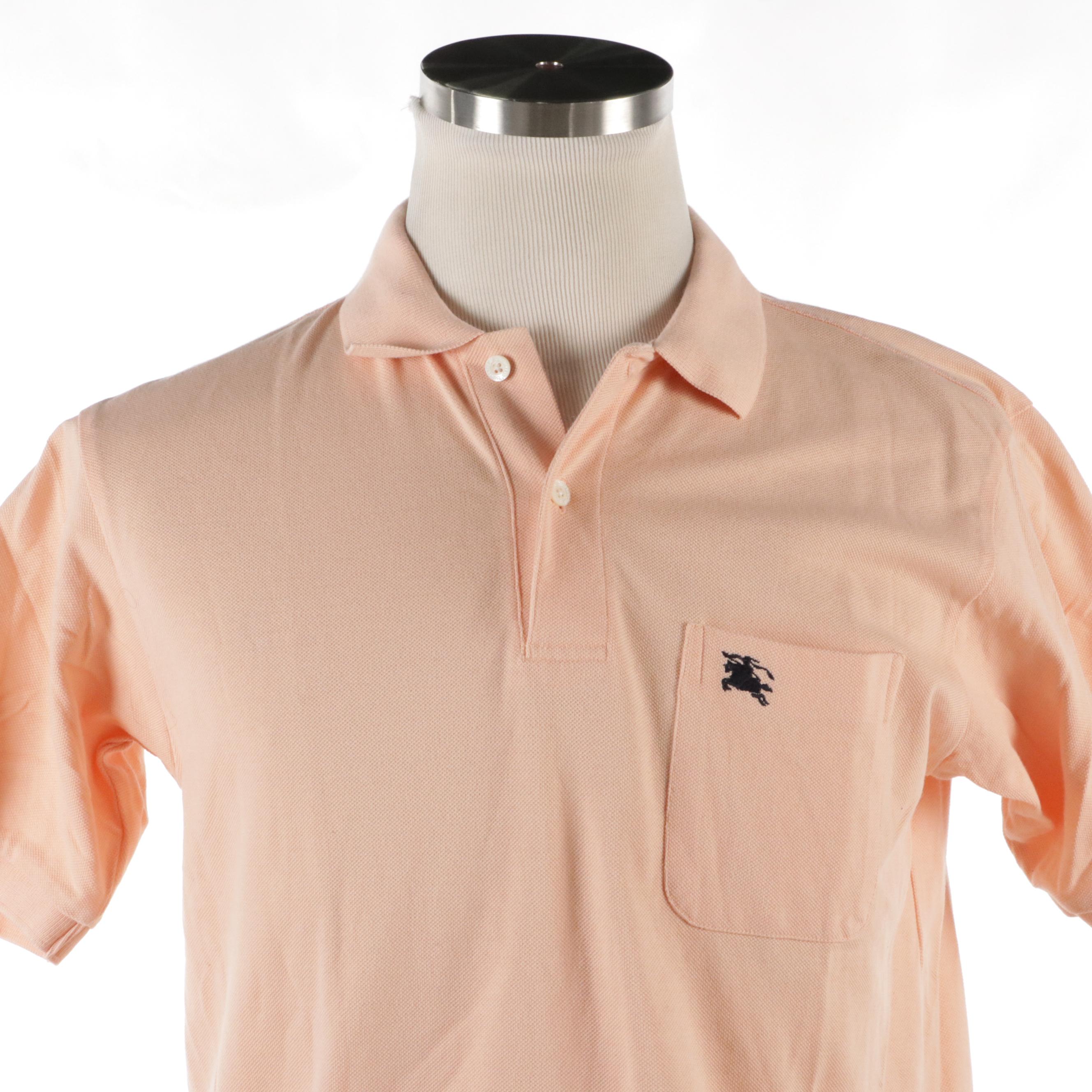 Men's Burberrys Polo Shirt in Peach with Embroidered Logo