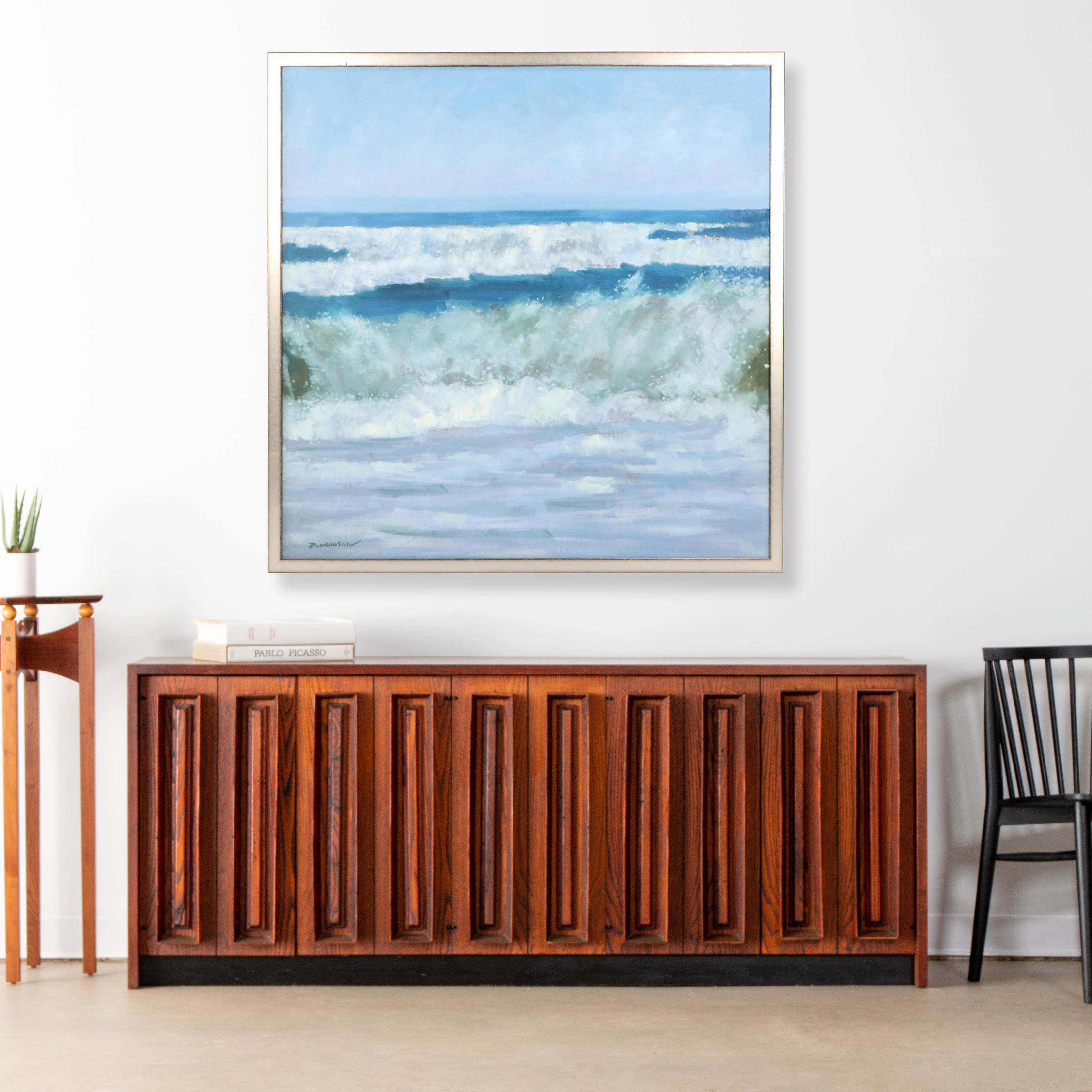 Seascape Oil Painting of Crashing Waves, 21st Centruy