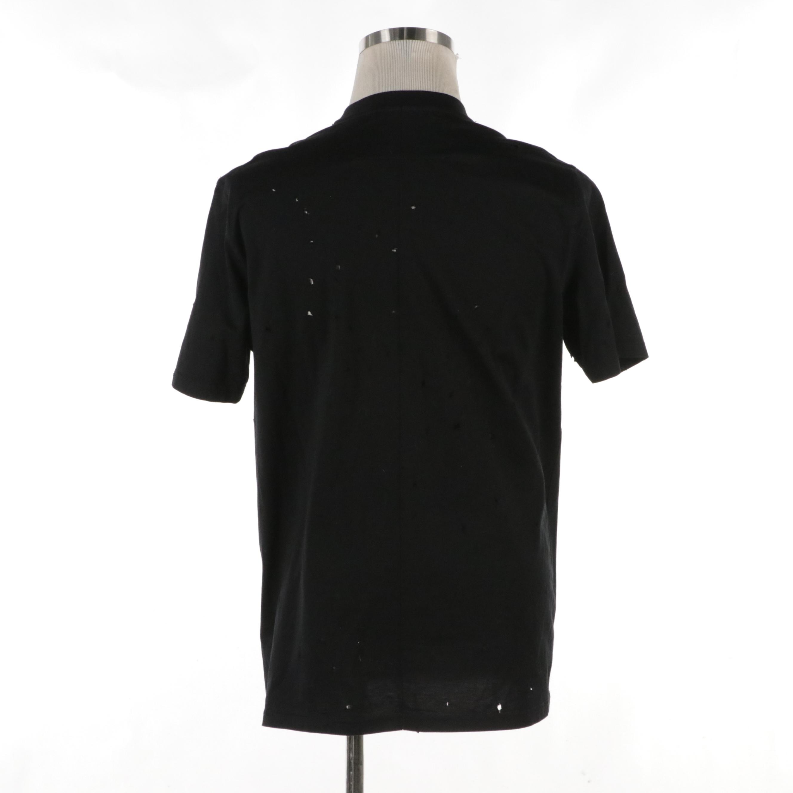Givenchy Paris Distressed T-Shirt with Holes Throughout