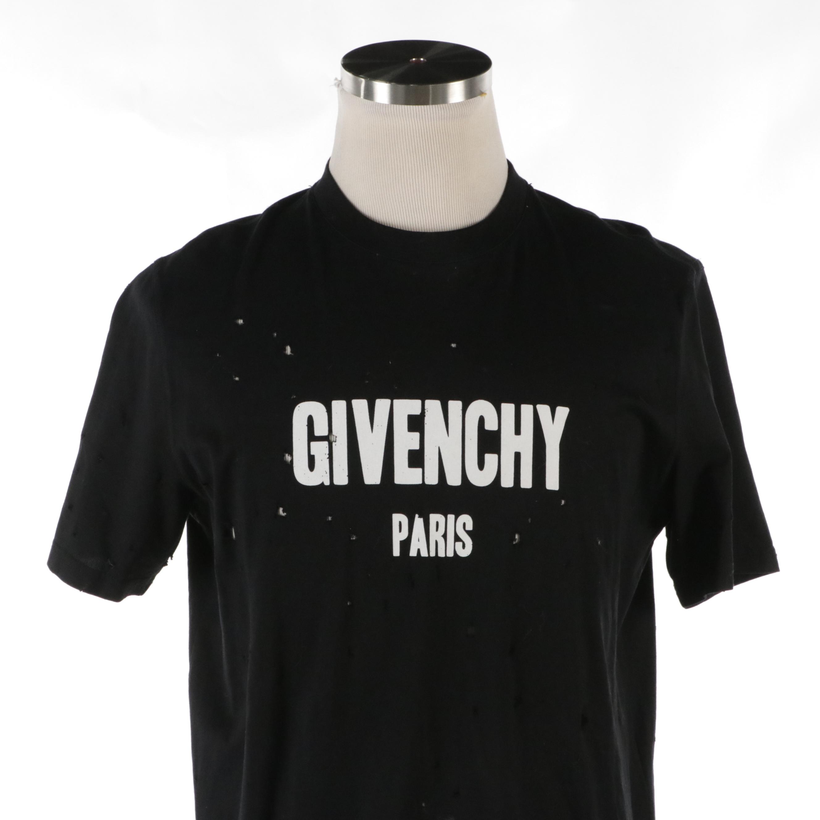 Givenchy Paris Distressed T-Shirt with Holes Throughout